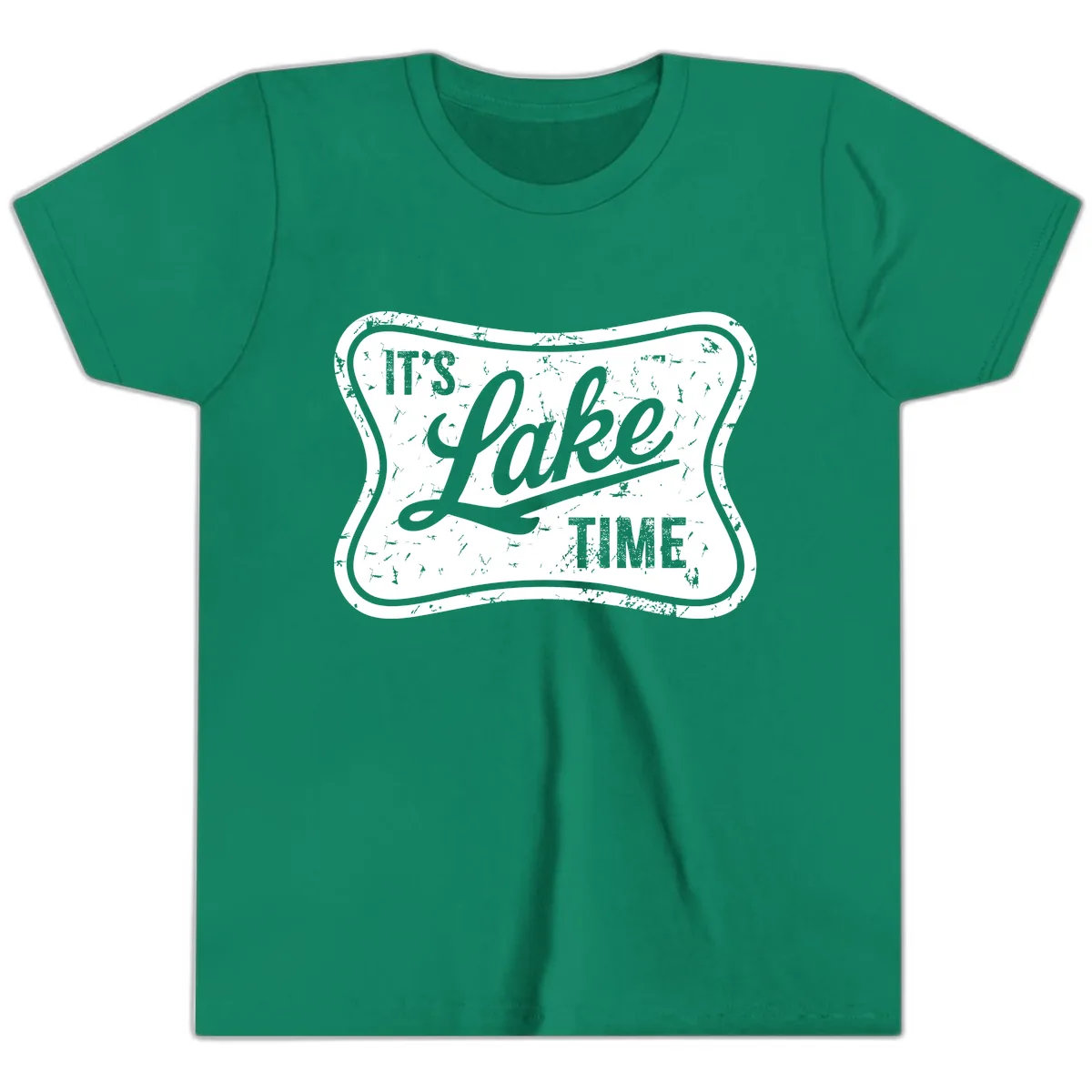 It's Lake Time Retro Sign Youth T-Shirt in Kelly