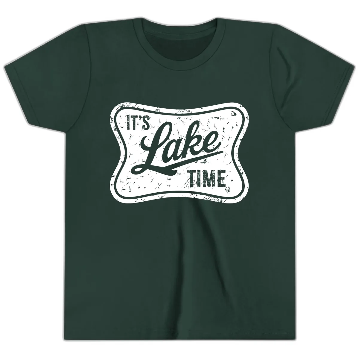 It's Lake Time Retro Sign Youth T-Shirt in Forest