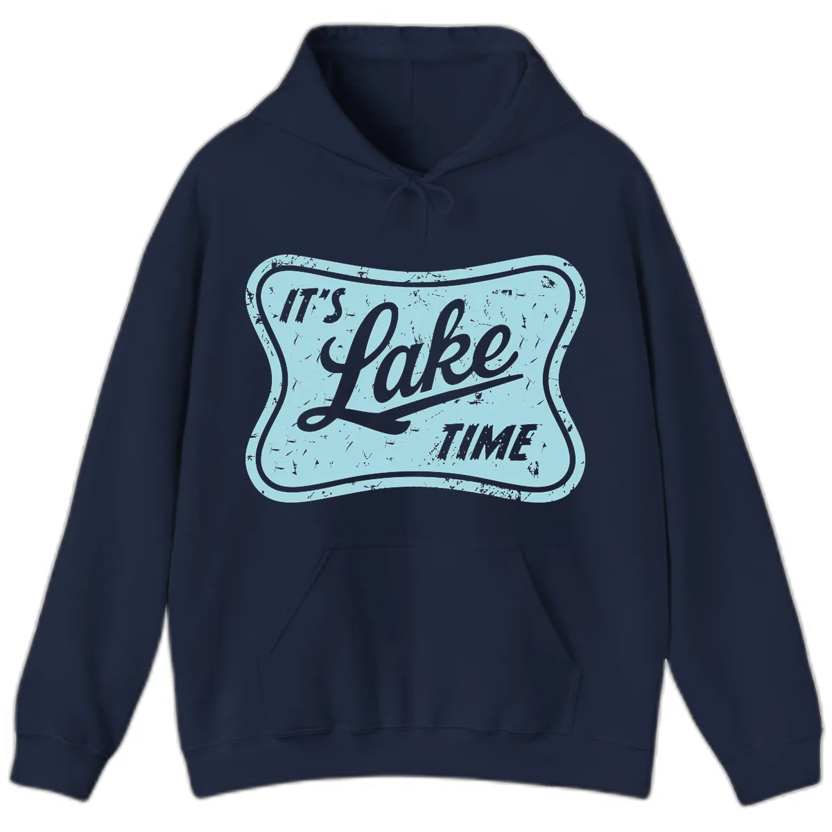 It's Lake Time Vintage Sign Hoodie in Navy