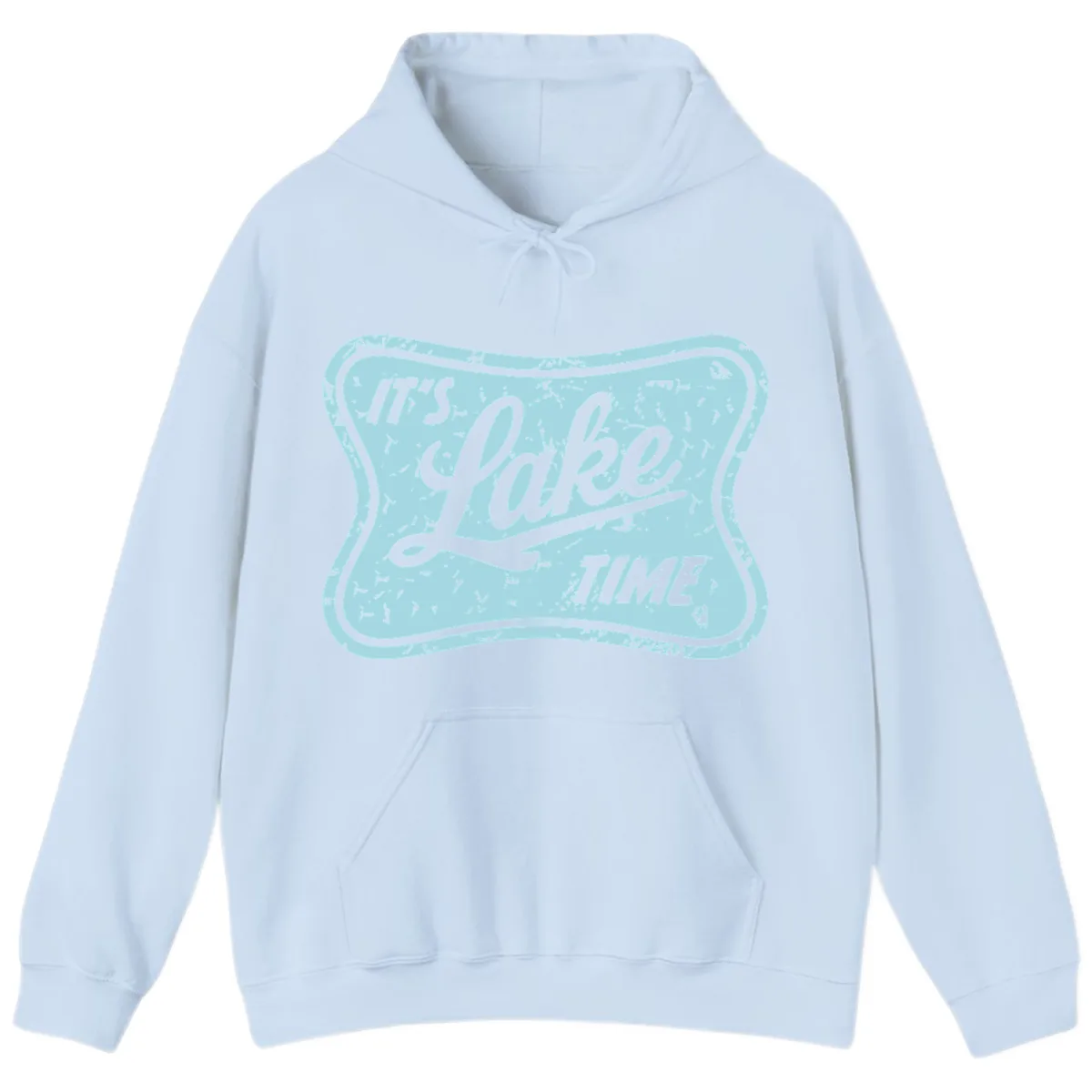 It's Lake Time Vintage Sign Hoodie in Light Blue