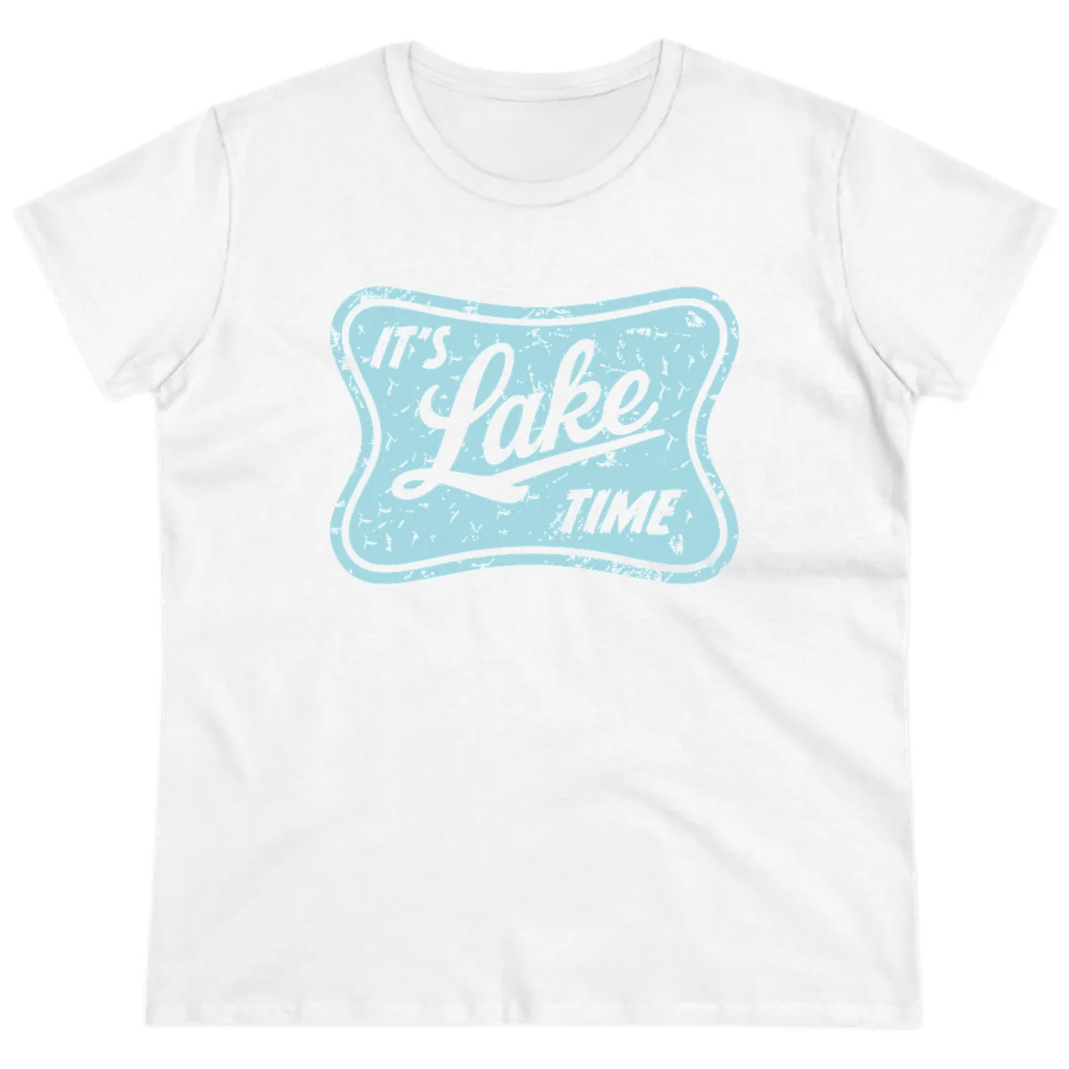 It's Lake Time Vintage Sign Ladies Tee in White