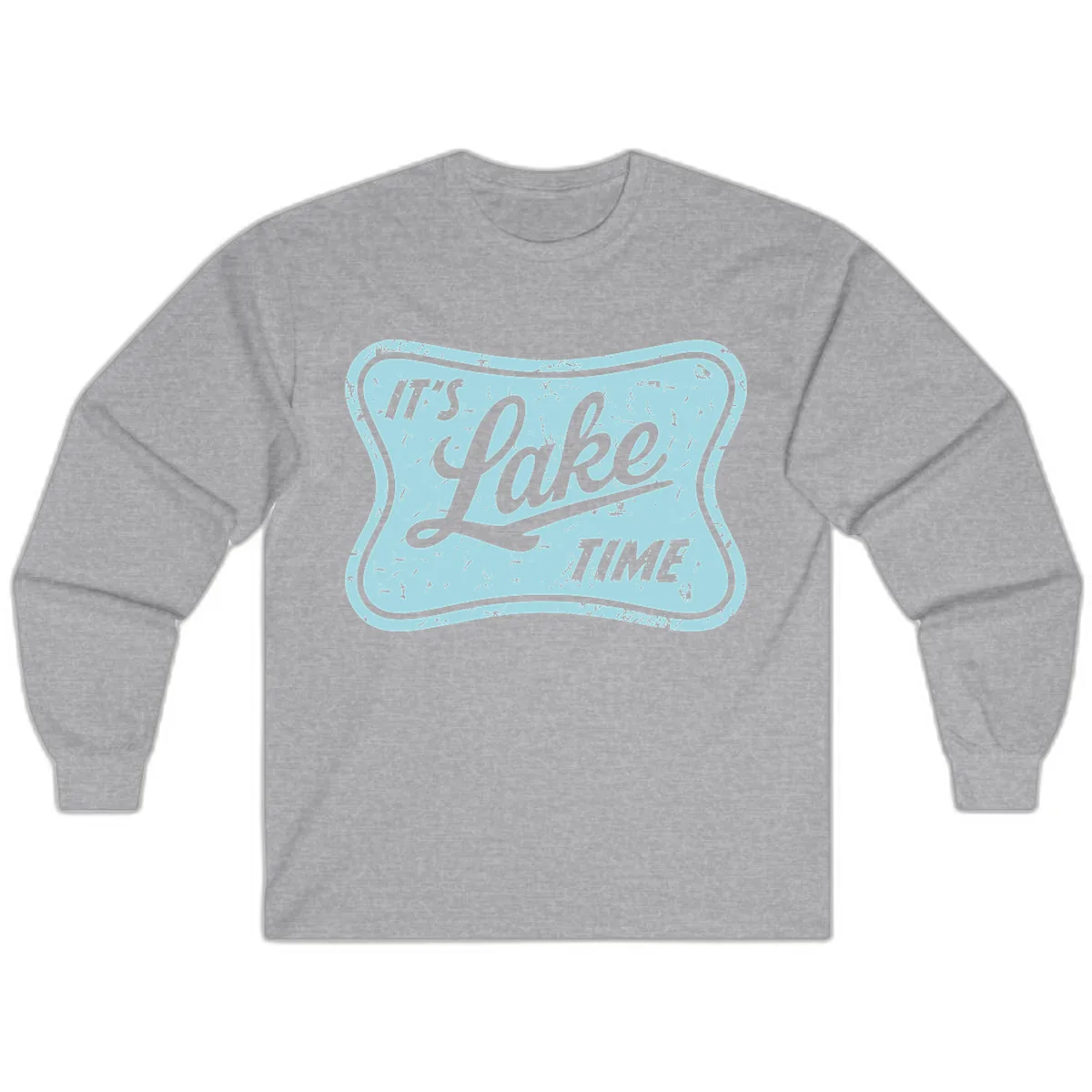 It's Lake Time Vintage Sign Long Sleeve in Sport Grey