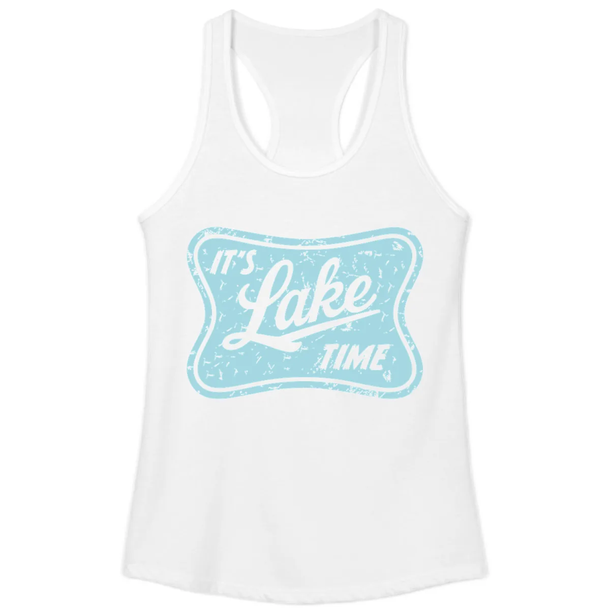 It's Lake Time Vintage Sign Ladies Tank in White