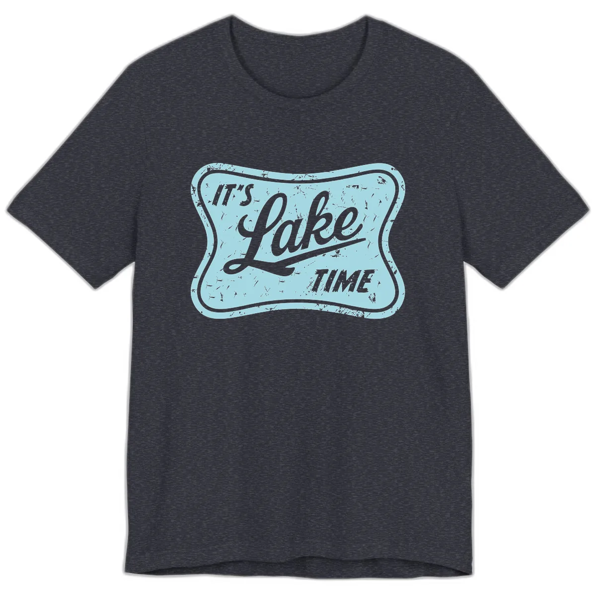 It's Lake Time Vintage Sign Premium T-Shirt in Heather Navy