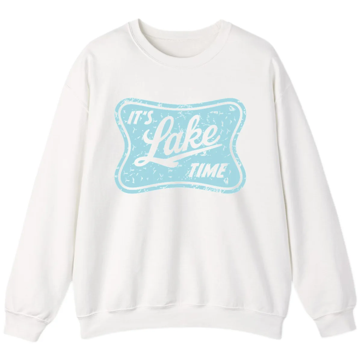 It's Lake Time Vintage Sign Sweatshirt in White