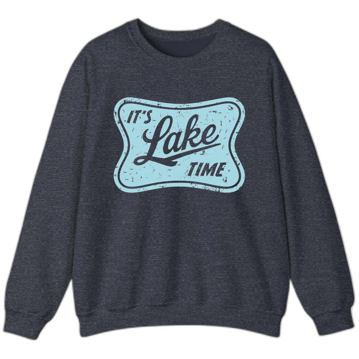 It's Lake Time Vintage Sign Sweatshirt in Heather Sport Dark Navy