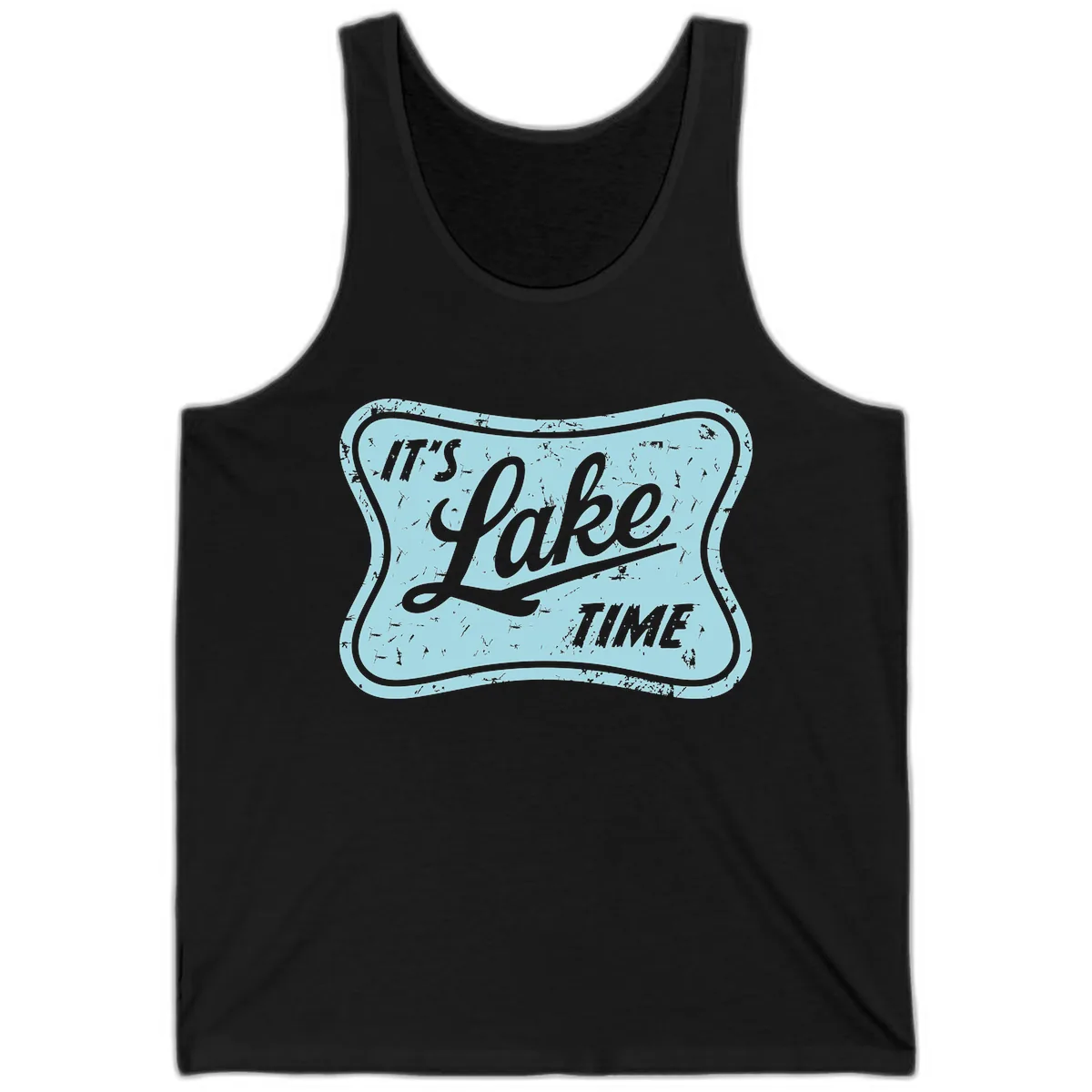 It's Lake Time Vintage Sign Tank in Black