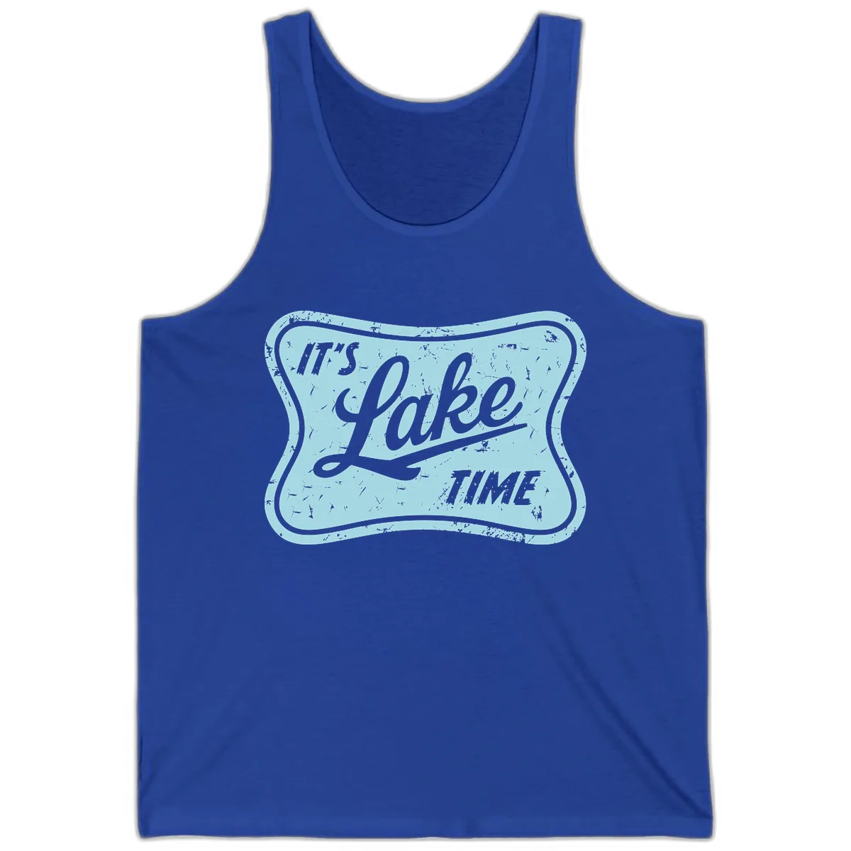 It's Lake Time Vintage Sign Tank in True Royal