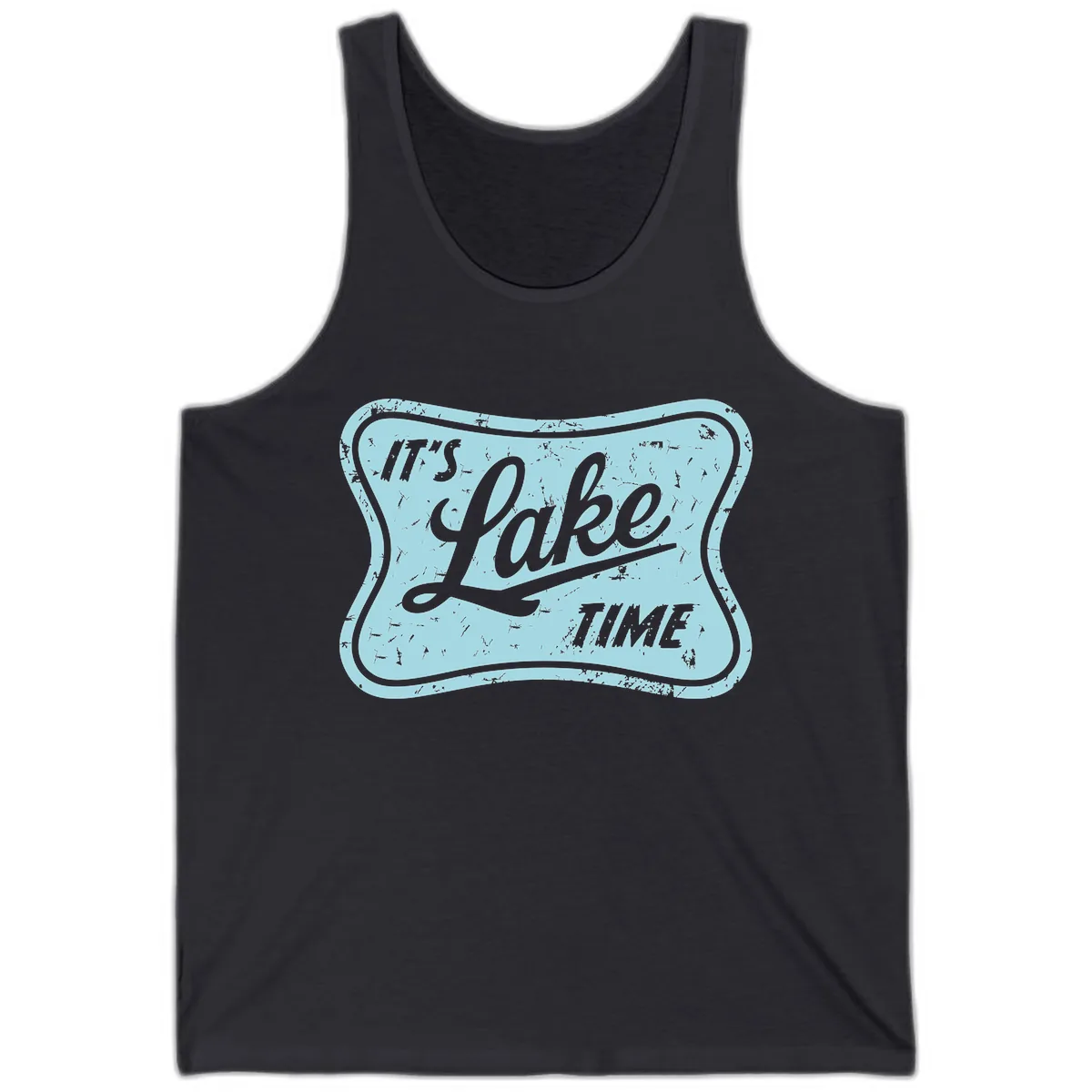 It's Lake Time Vintage Sign Tank in Dark Grey