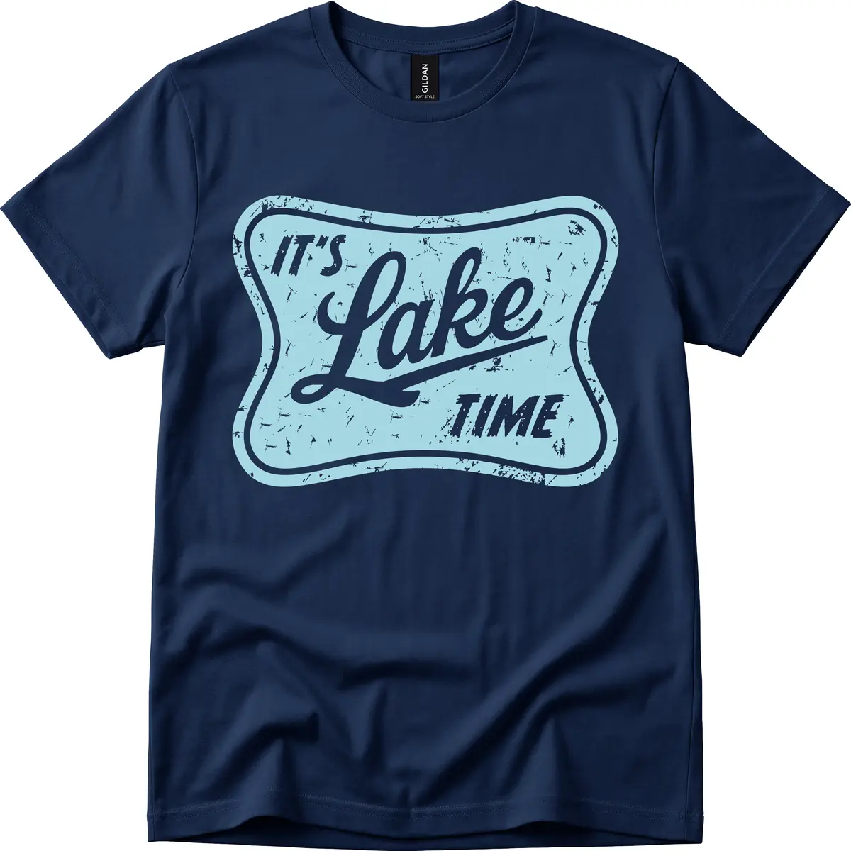 It's Lake Time Vintage Sign T-Shirt in Navy