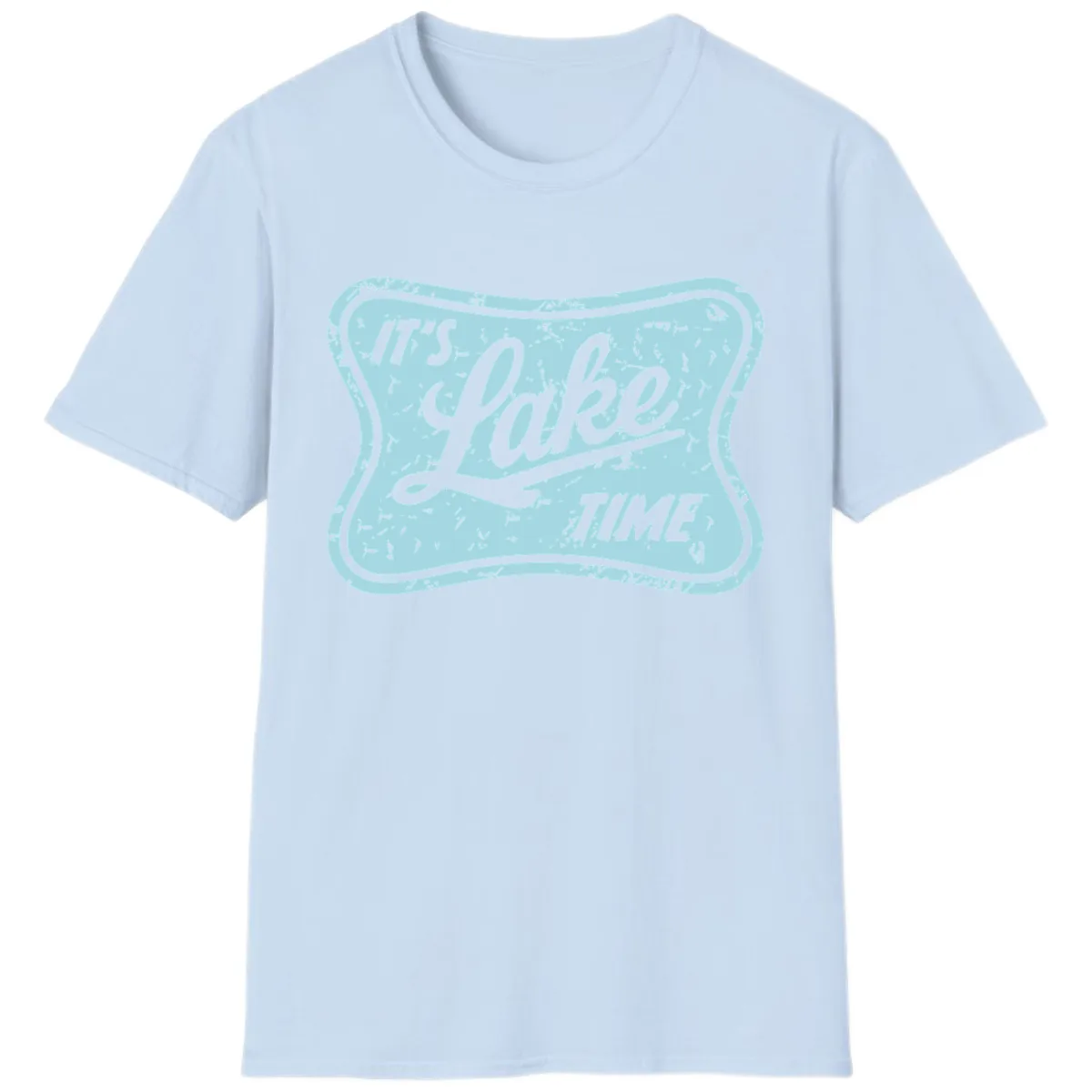 It's Lake Time Vintage Sign T-Shirt in Light Blue