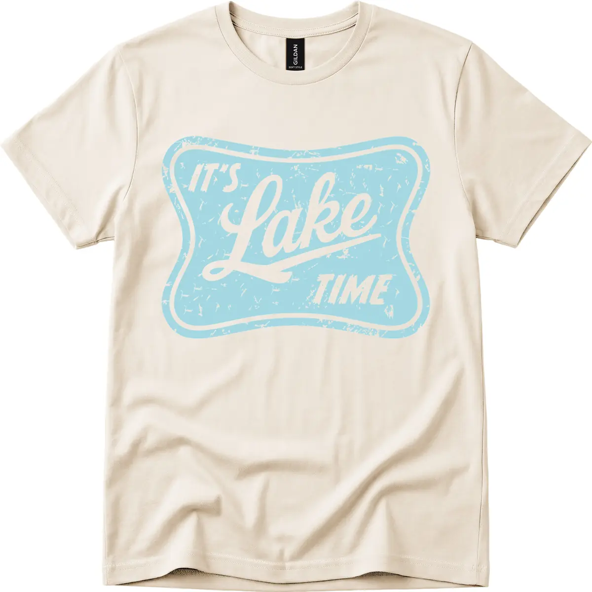 It's Lake Time Vintage Sign T-Shirt in Natural