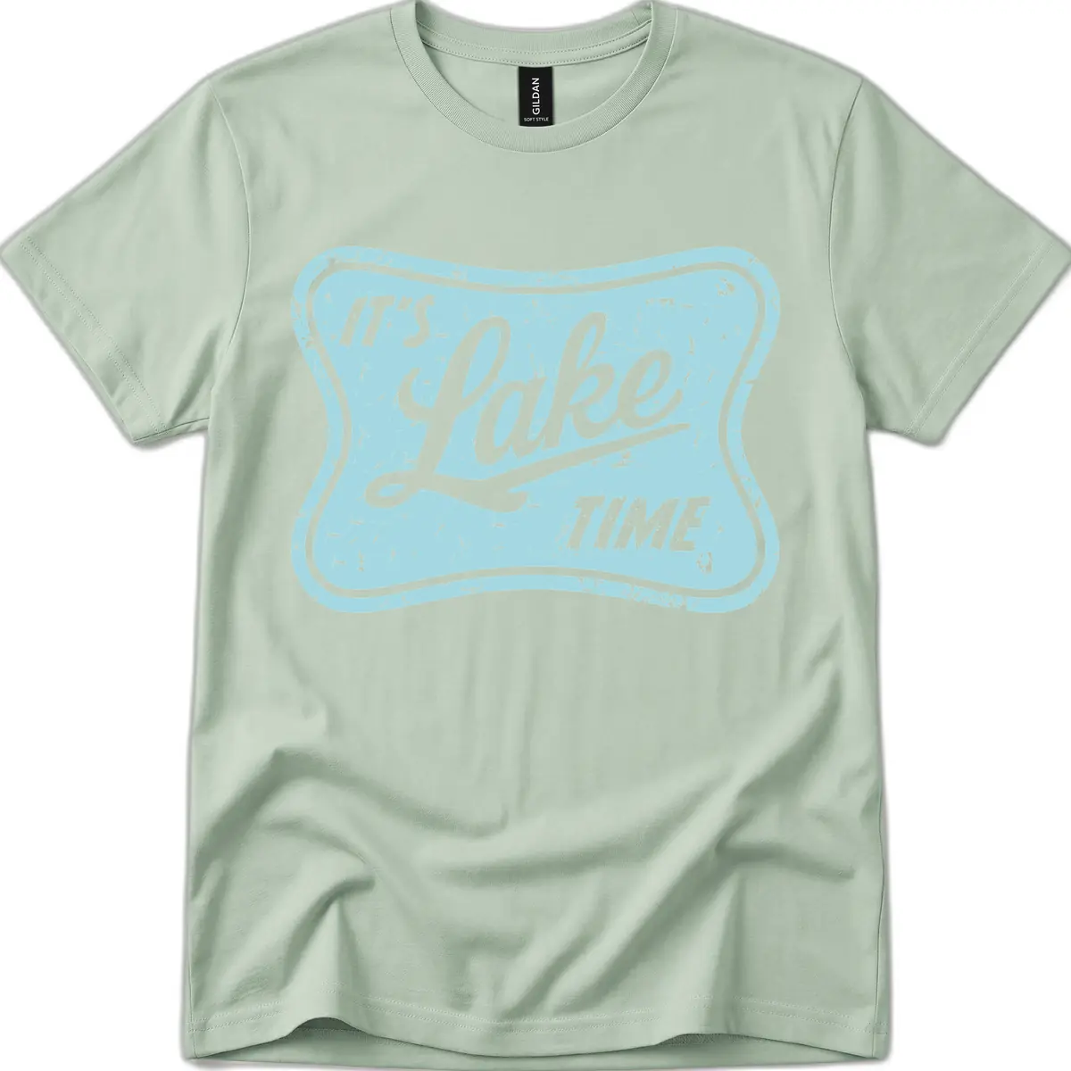 It's Lake Time Vintage Sign T-Shirt in Sage