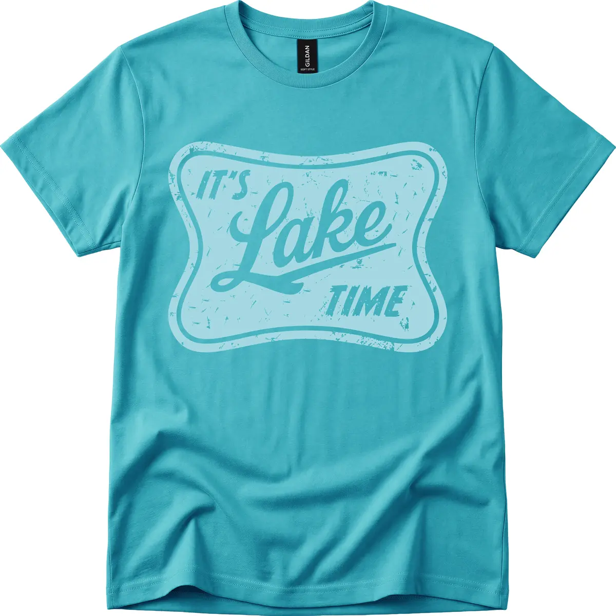 It's Lake Time Vintage Sign T-Shirt in Tropical Blue