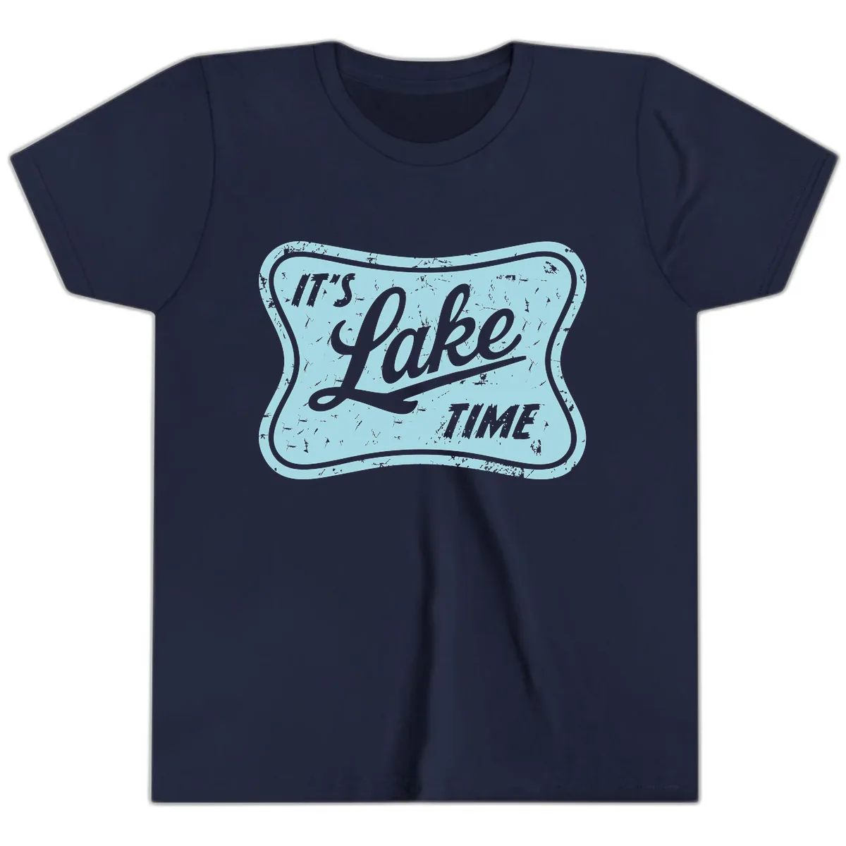 It's Lake Time Vintage Sign Youth T-Shirt in Navy