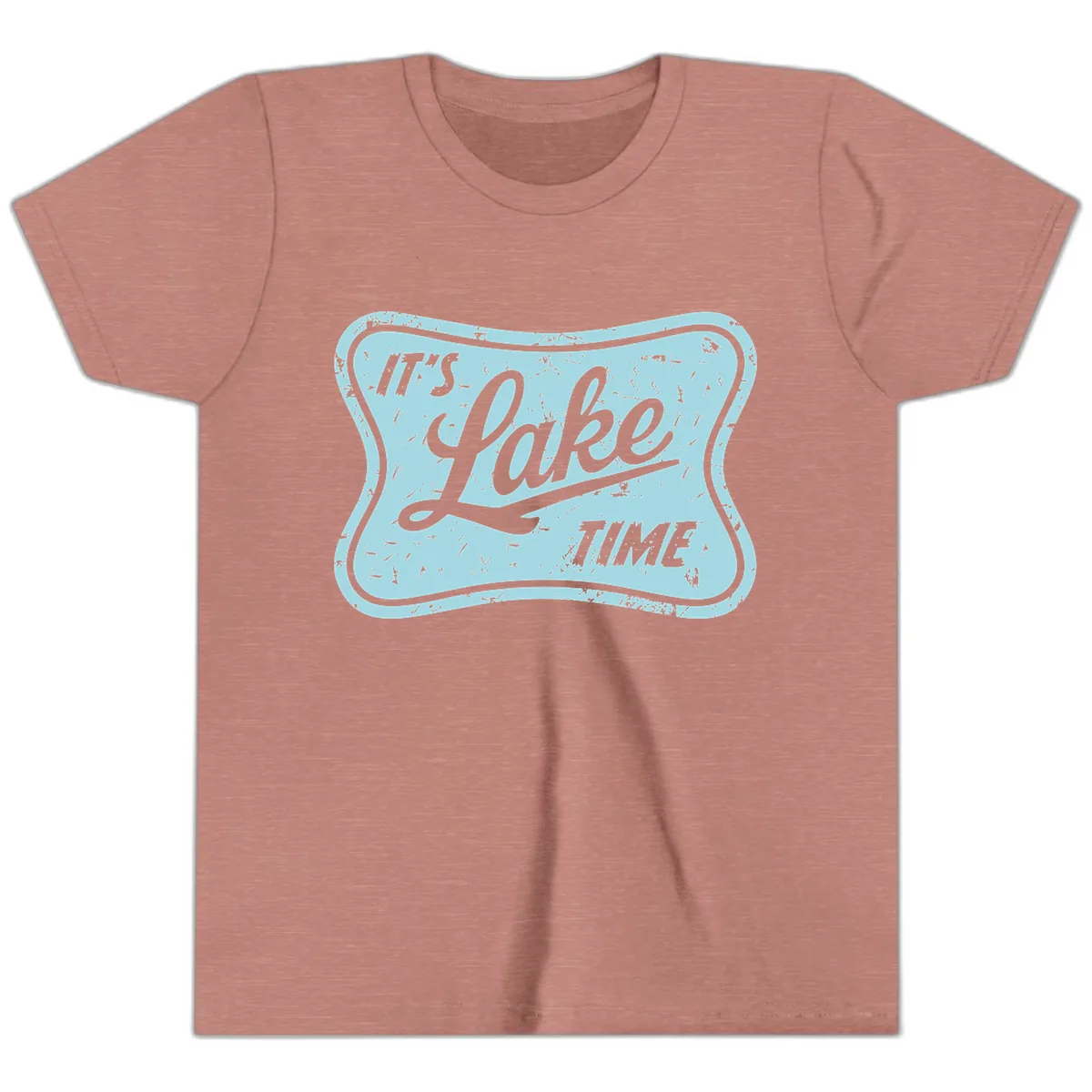 It's Lake Time Vintage Sign Youth T-Shirt in Heather Mauve