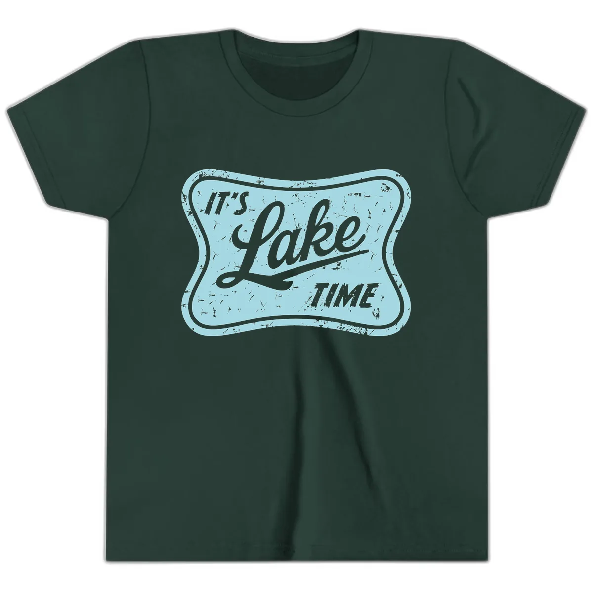 It's Lake Time Vintage Sign Youth T-Shirt in Forest
