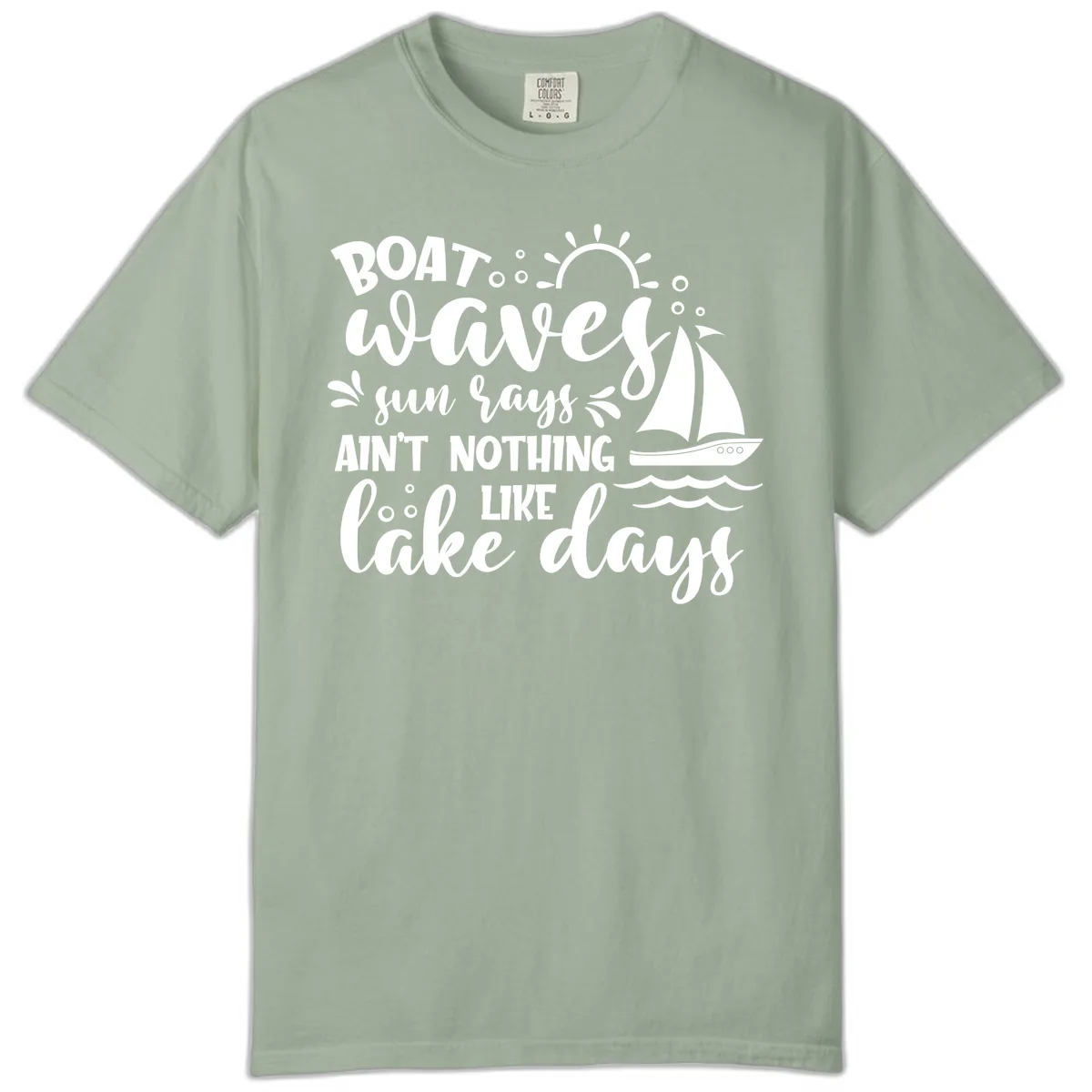 Boat Waves Sun Rays Lake Days Comfort Color in Bay