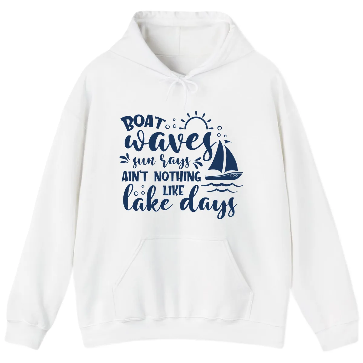 Boat Waves Sun Rays Lake Days Hoodie in White