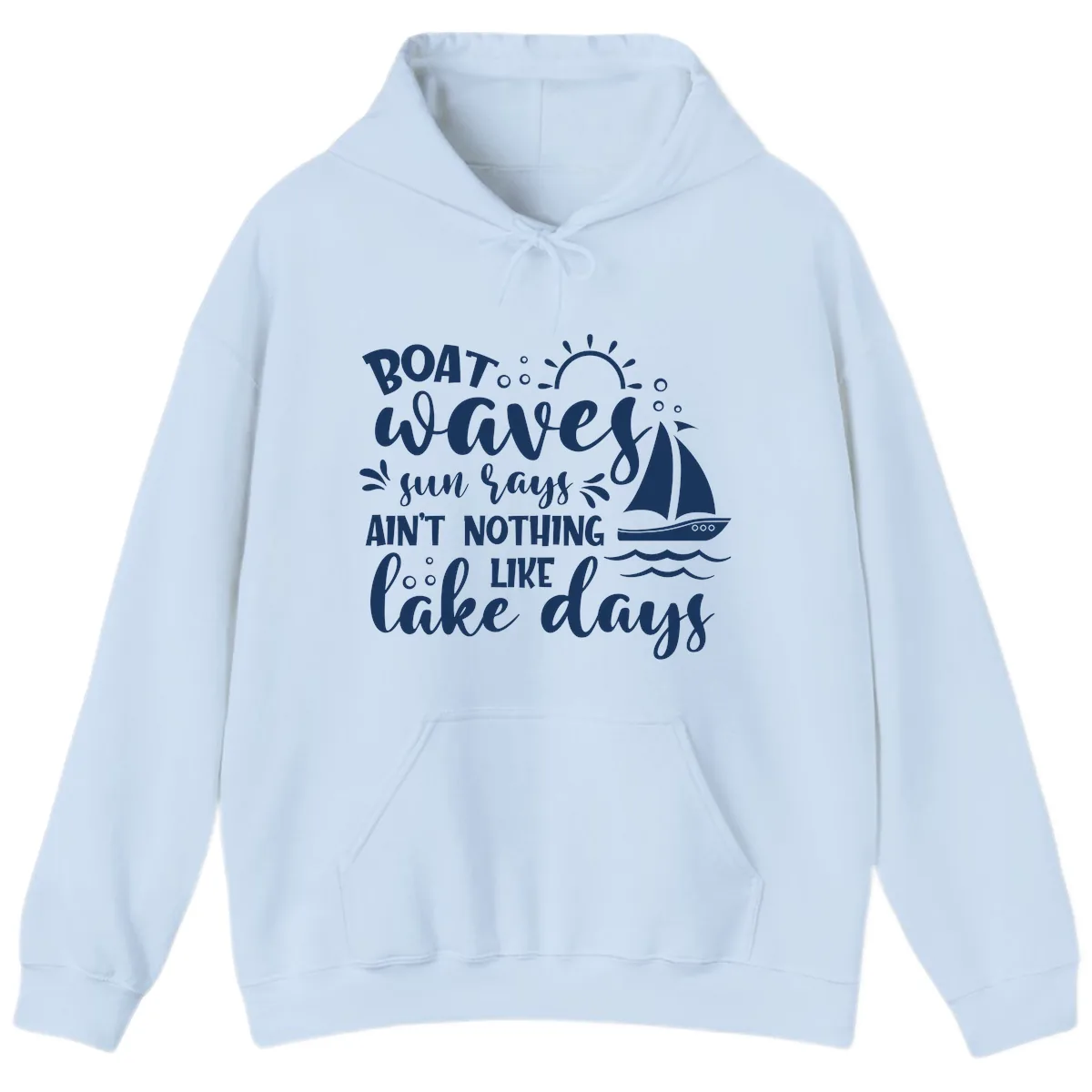 Boat Waves Sun Rays Lake Days Hoodie in Light Blue