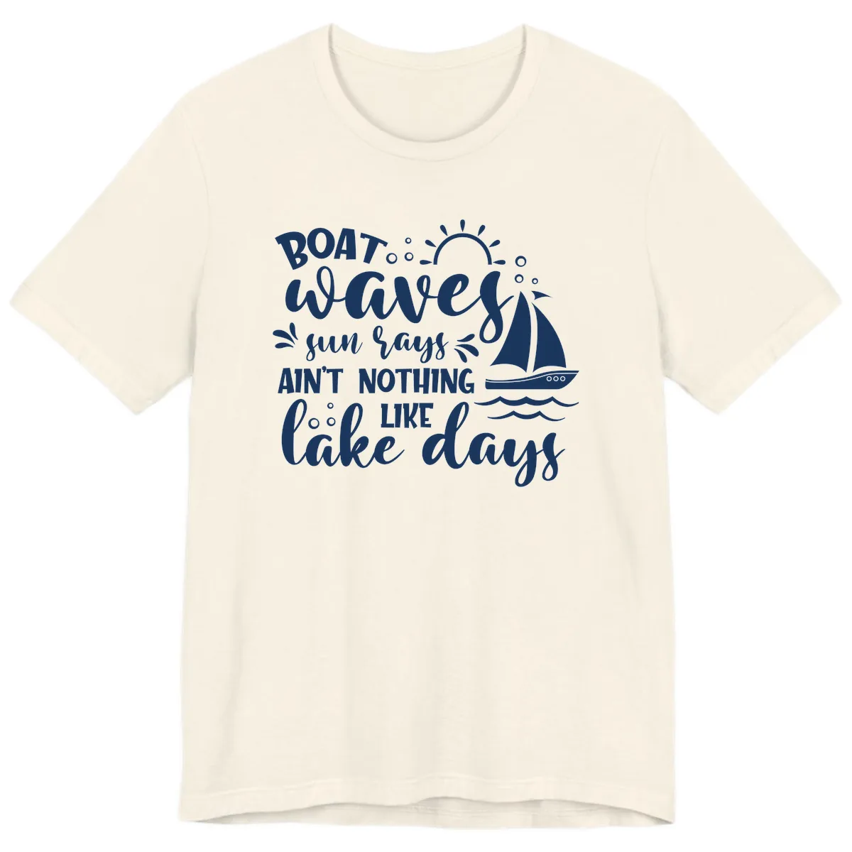 Boat Waves Sun Rays Lake Days Premium T-Shirt in Natural