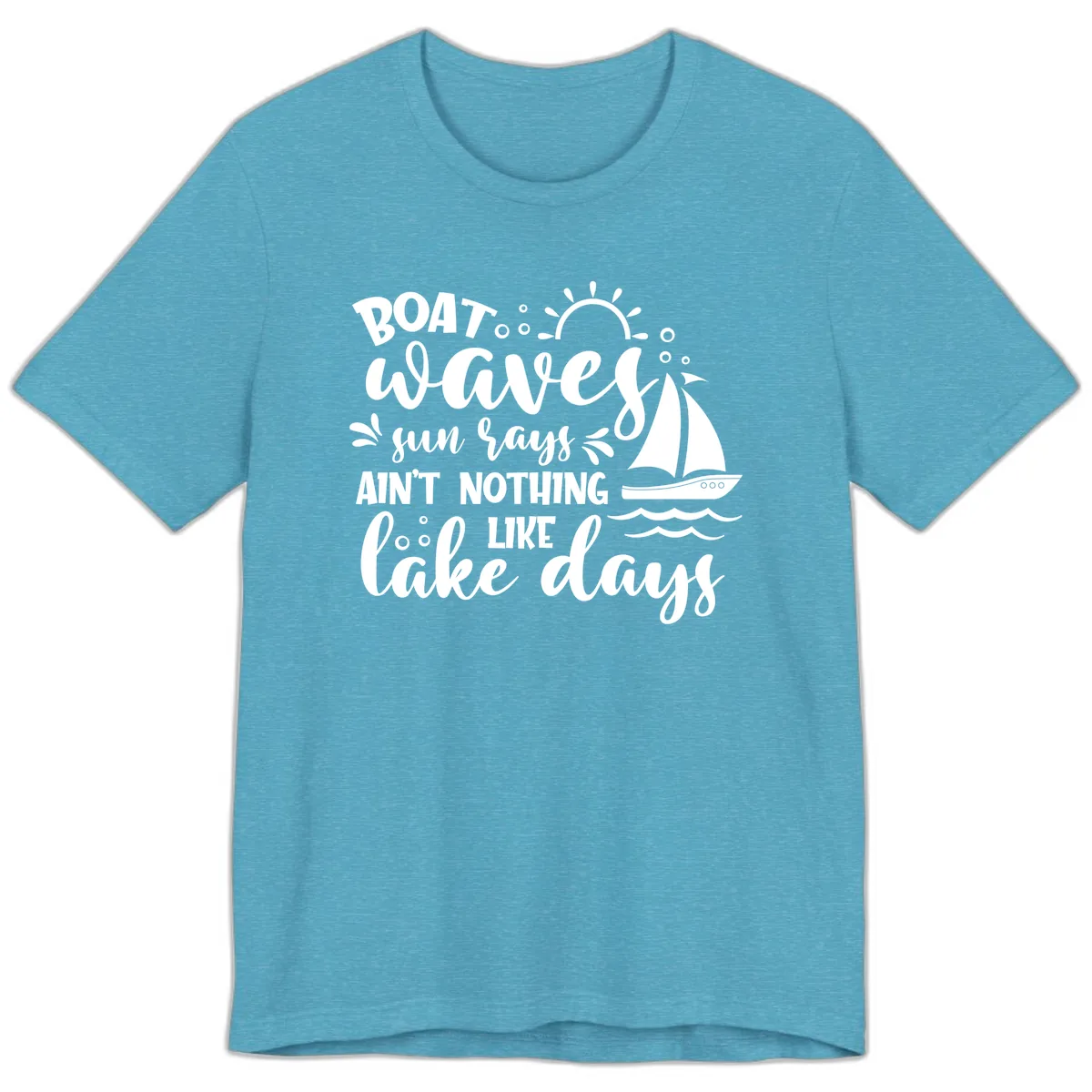 Boat Waves Sun Rays Lake Days Premium T-Shirt in Heather Aqua