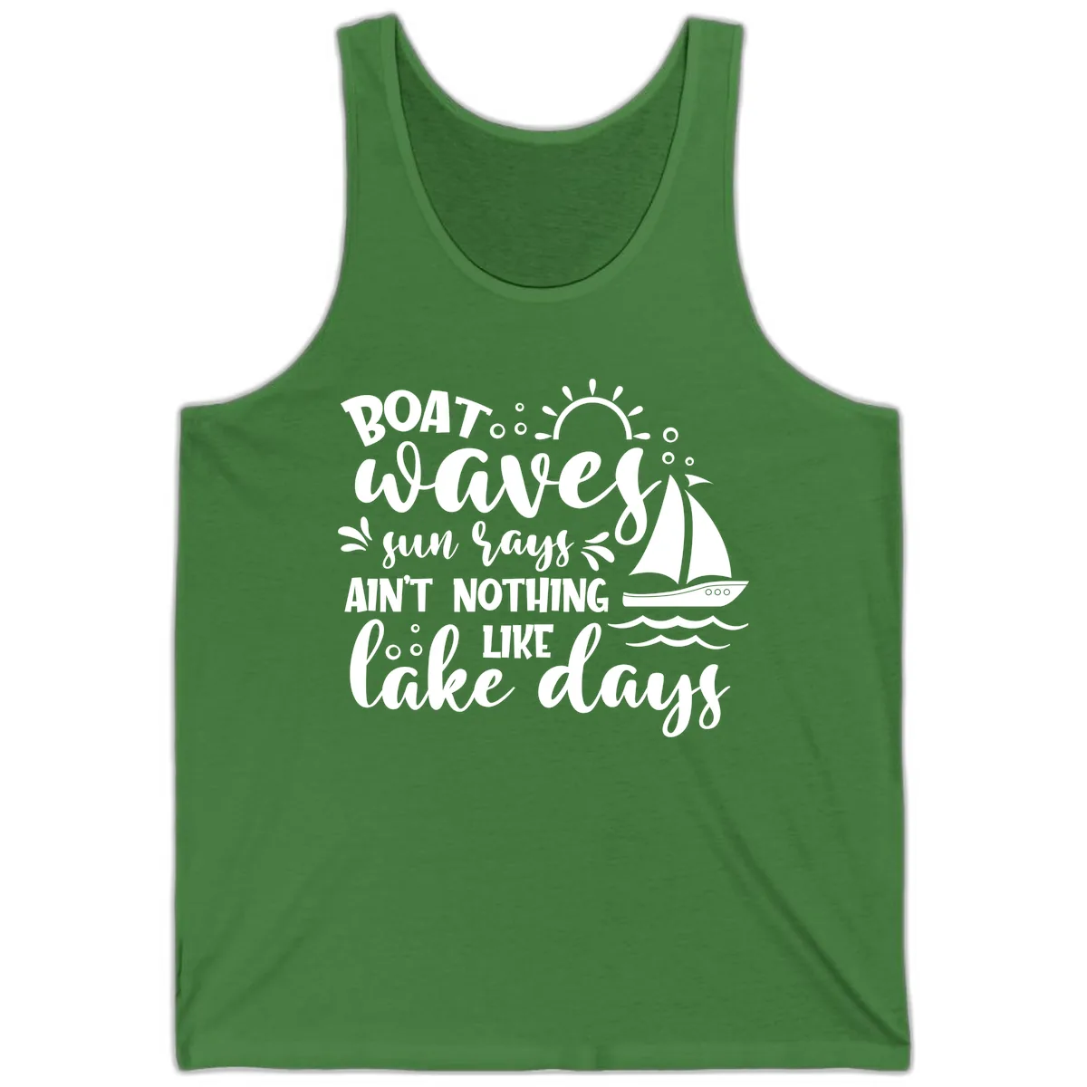 Boat Waves Sun Rays Lake Days Tank in Leaf