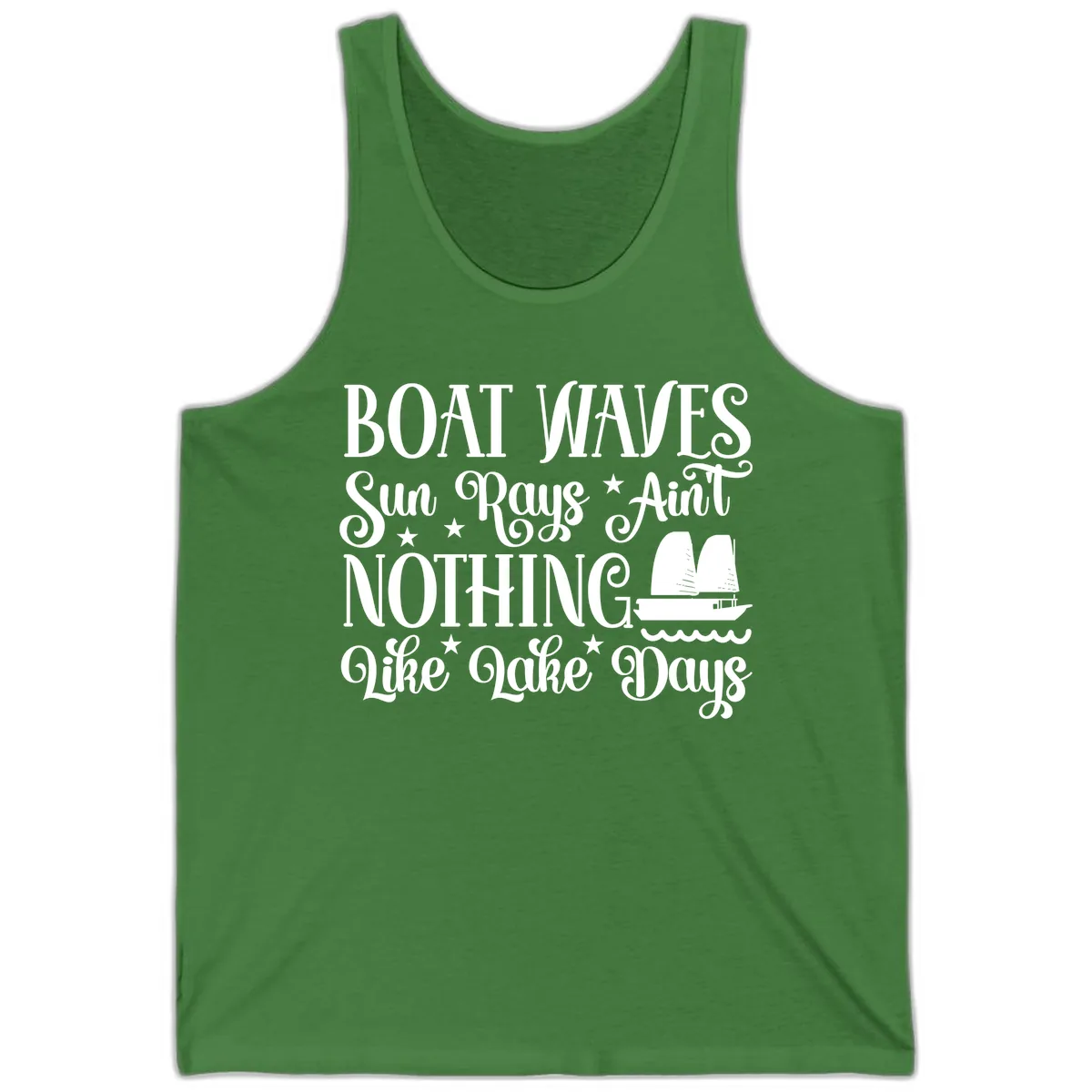 Boat Waves Sun Rays Ain't Nothing Like Lake Days Tank in Leaf