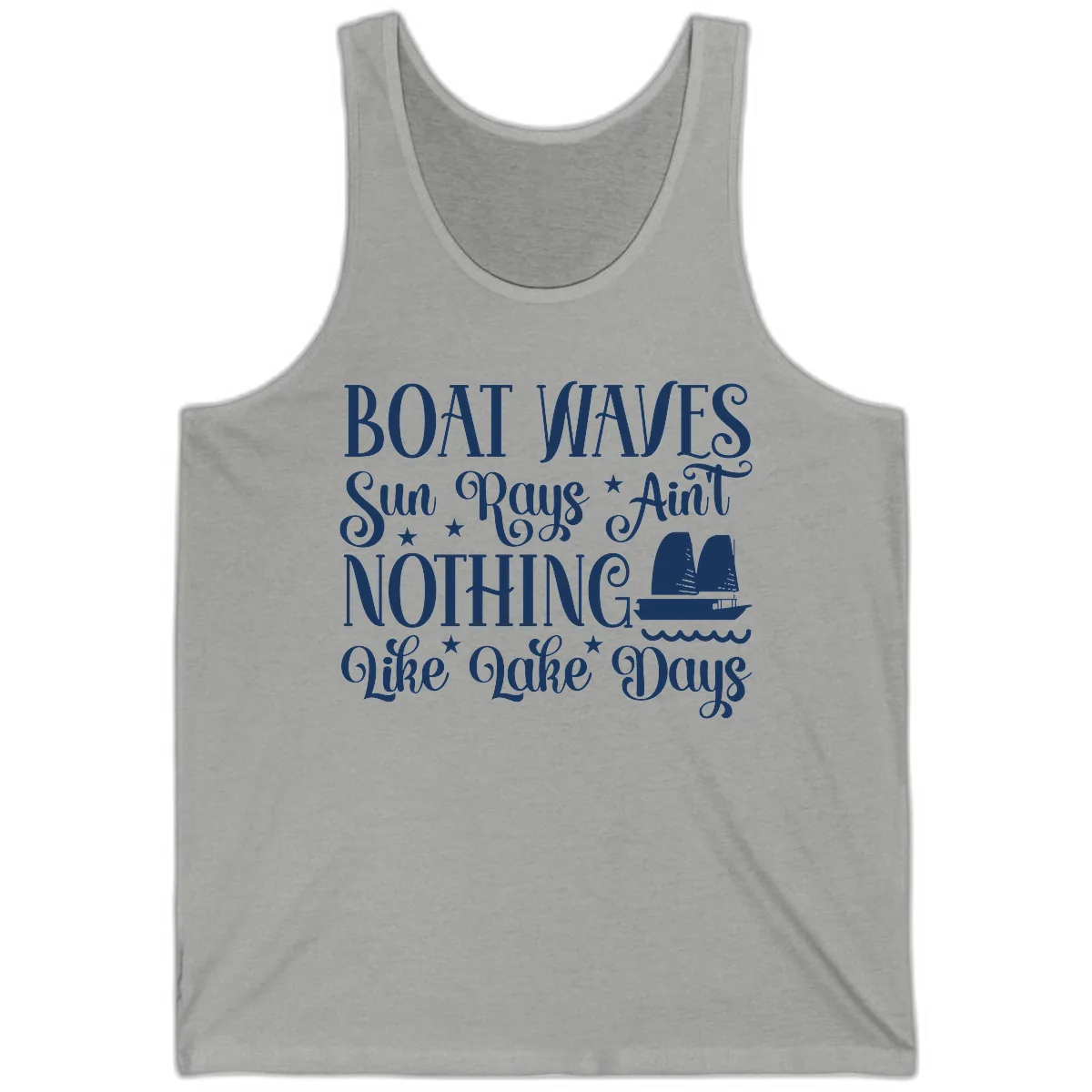 Boat Waves Sun Rays Ain't Nothing Like Lake Days Tank in Athletic Heather
