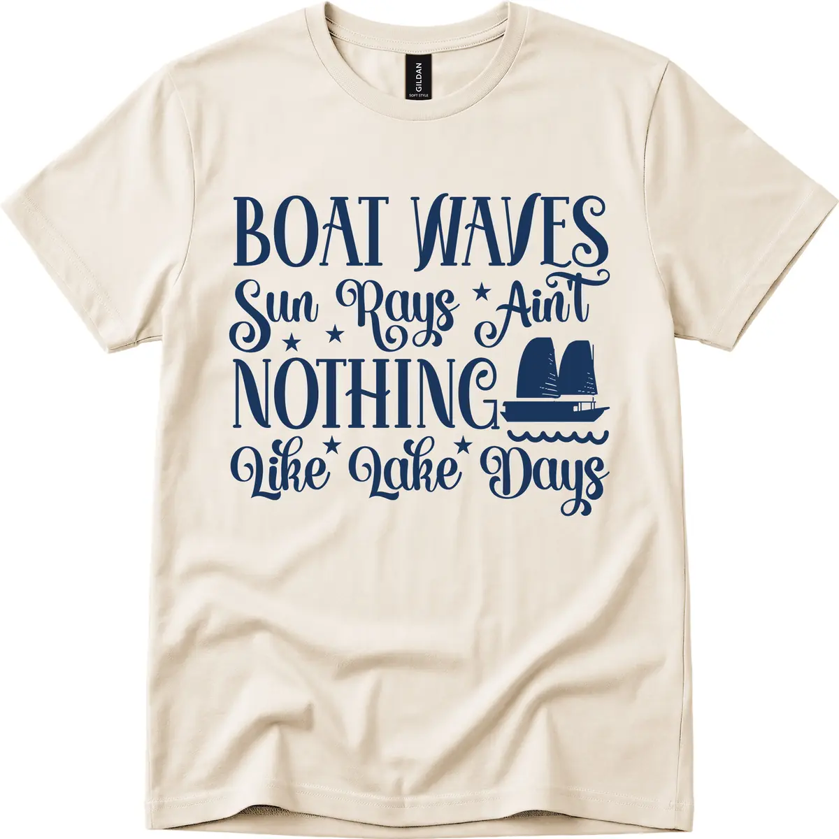 Boat Waves Sun Rays Ain't Nothing Like Lake Days T-Shirt in Natural