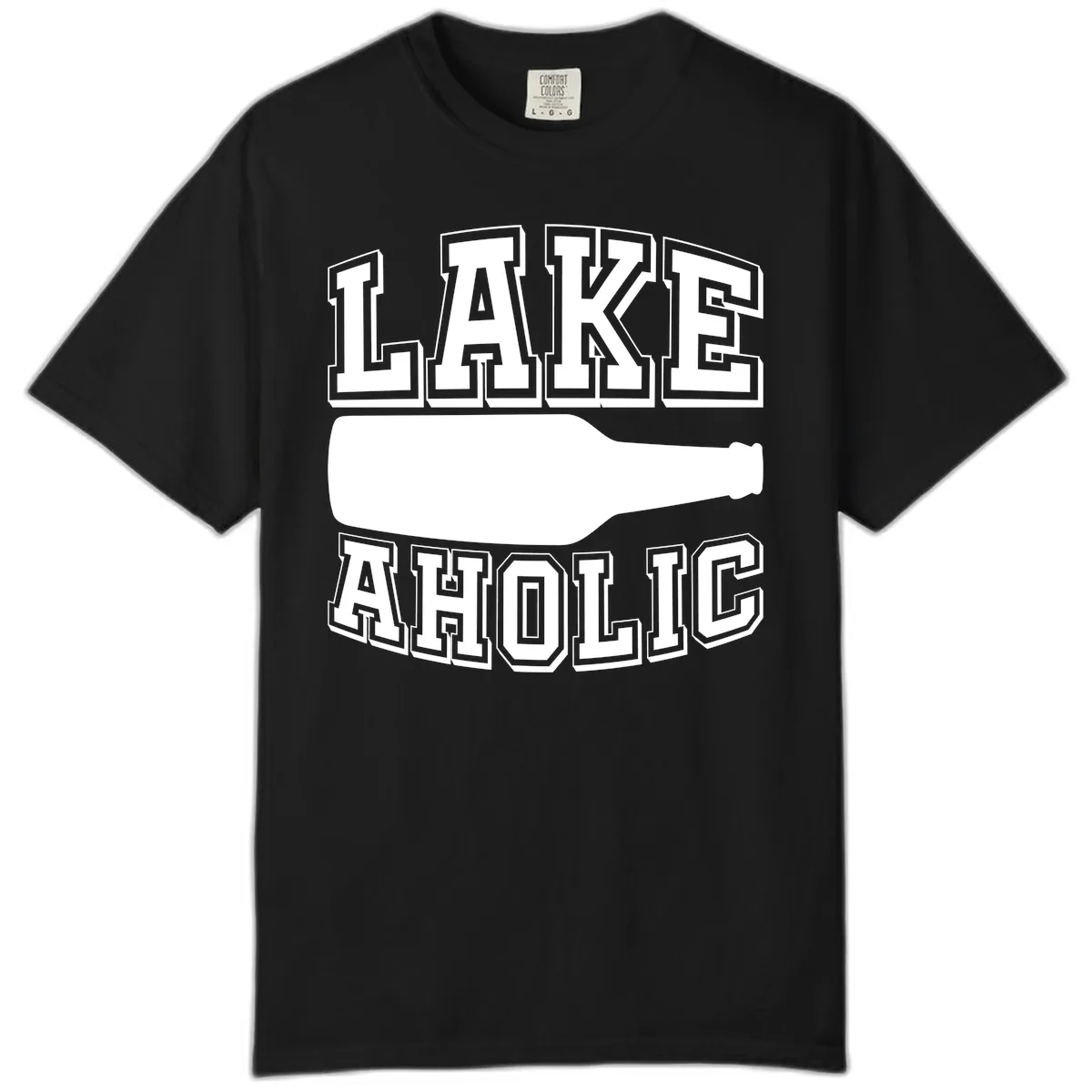 Lakeaholic Bottle Design Comfort Color in Black