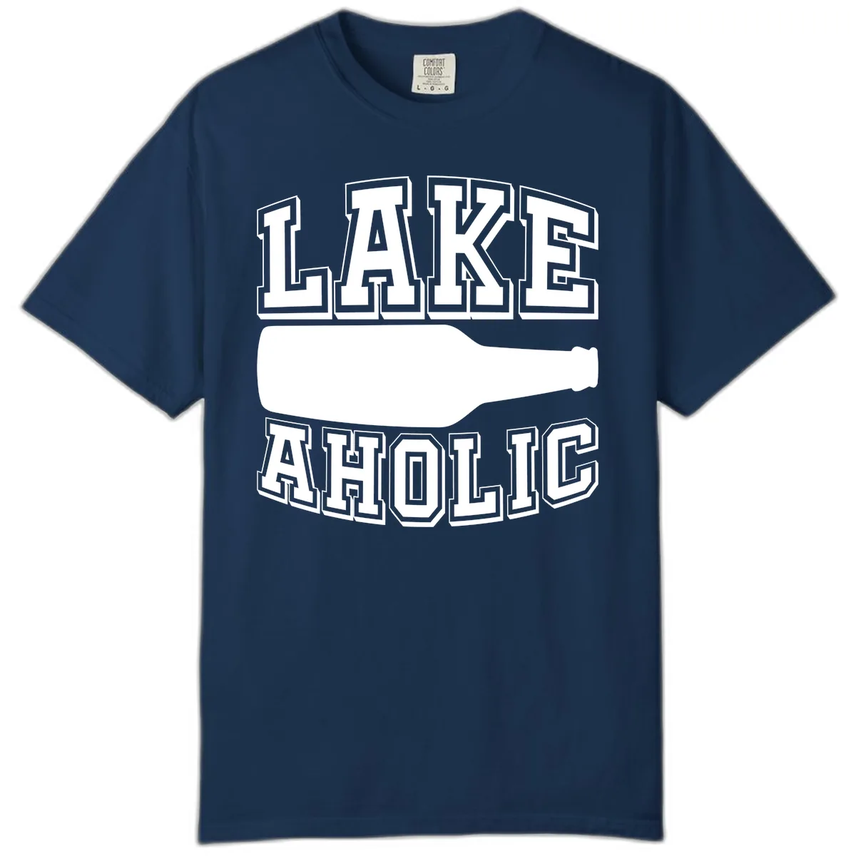 Lakeaholic Bottle Design Comfort Color in Navy