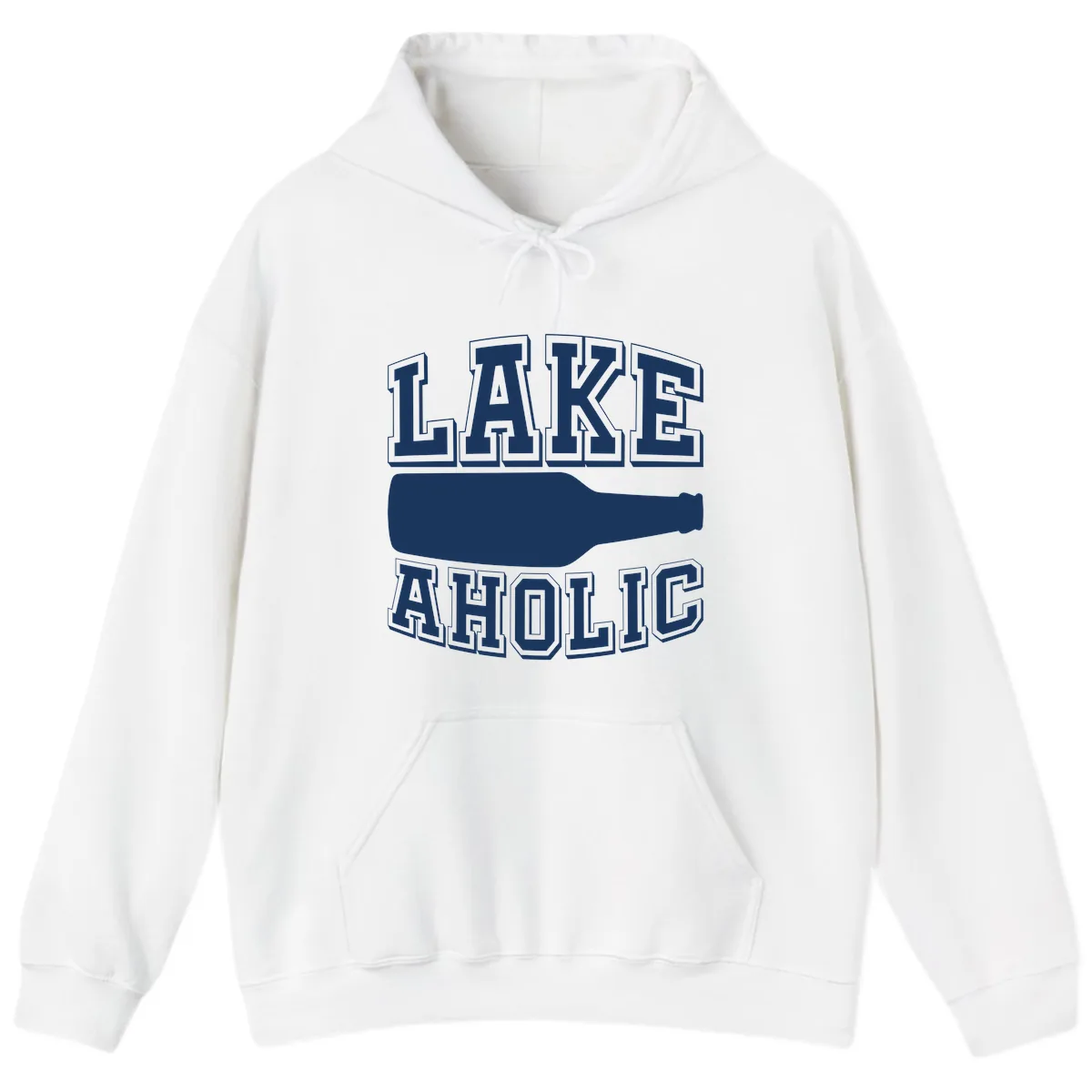 Lakeaholic Bottle Design Hoodie in White