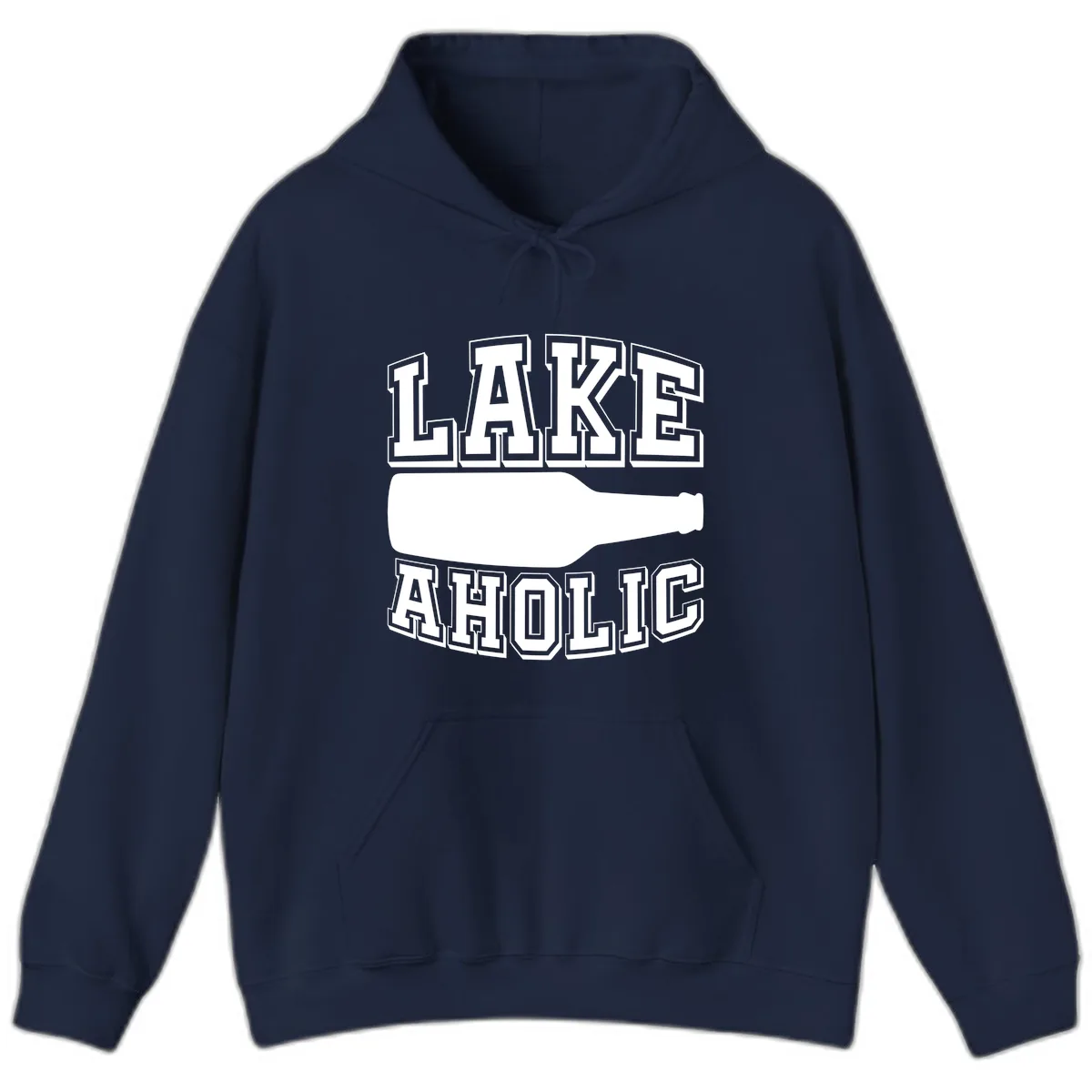 Lakeaholic Bottle Design Hoodie in Navy
