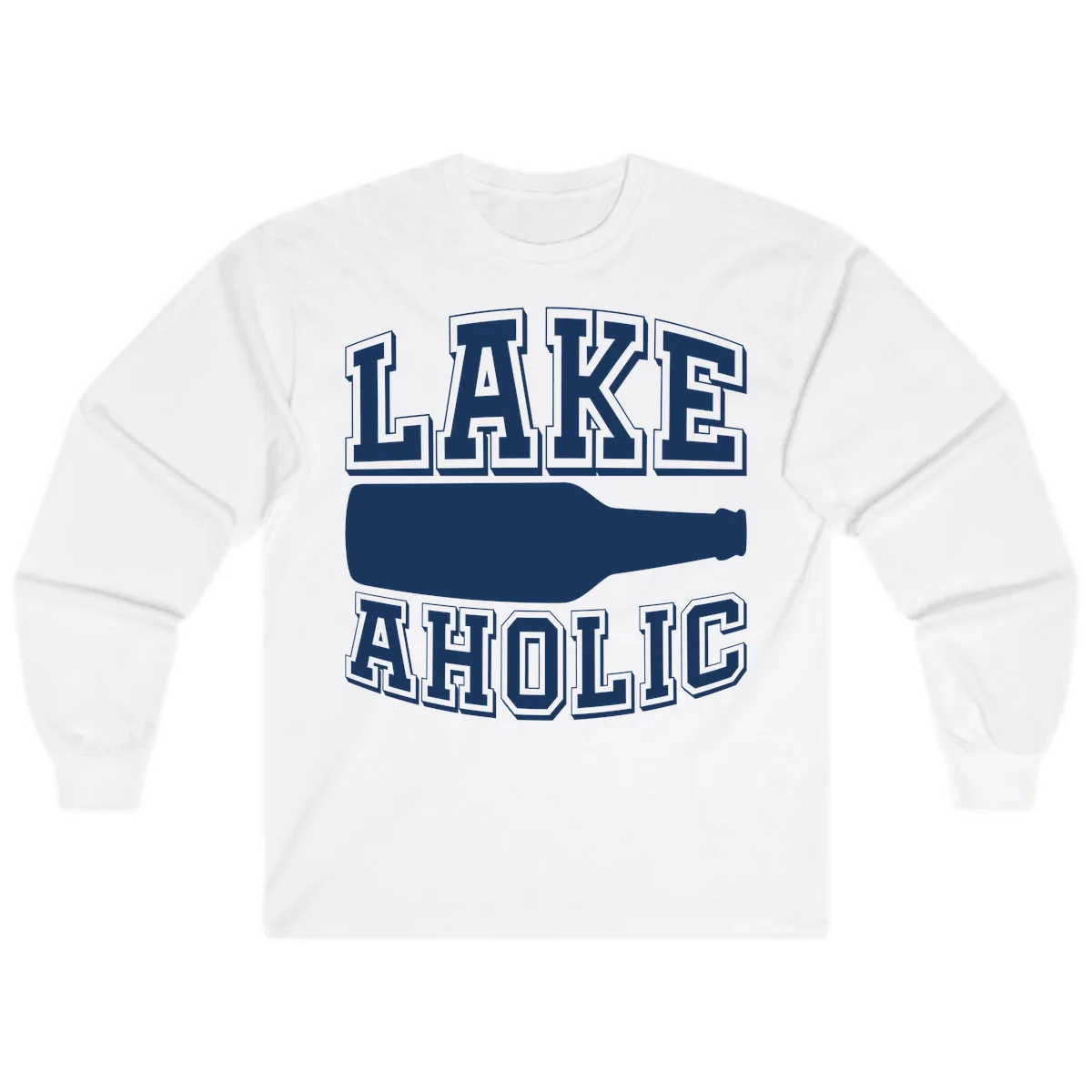Lakeaholic Bottle Design Long Sleeve in White