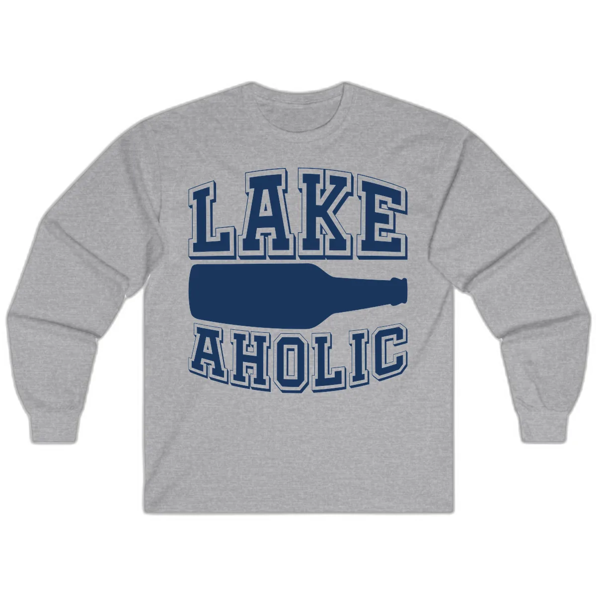 Lakeaholic Bottle Design Long Sleeve in Sport Grey