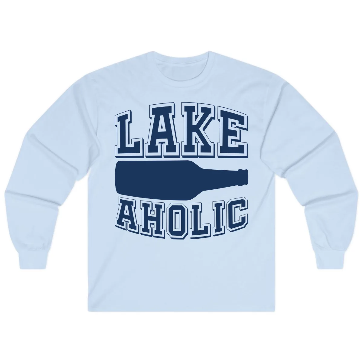 Lakeaholic Bottle Design Long Sleeve in Light Blue