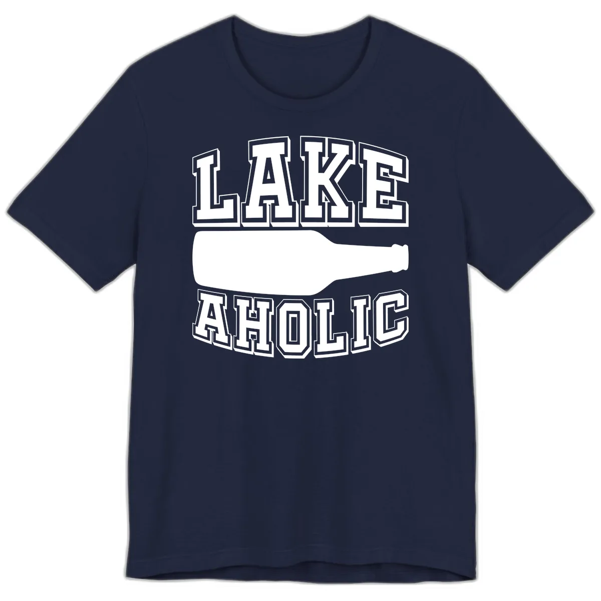 Lakeaholic Bottle Design Premium T-Shirt in Navy