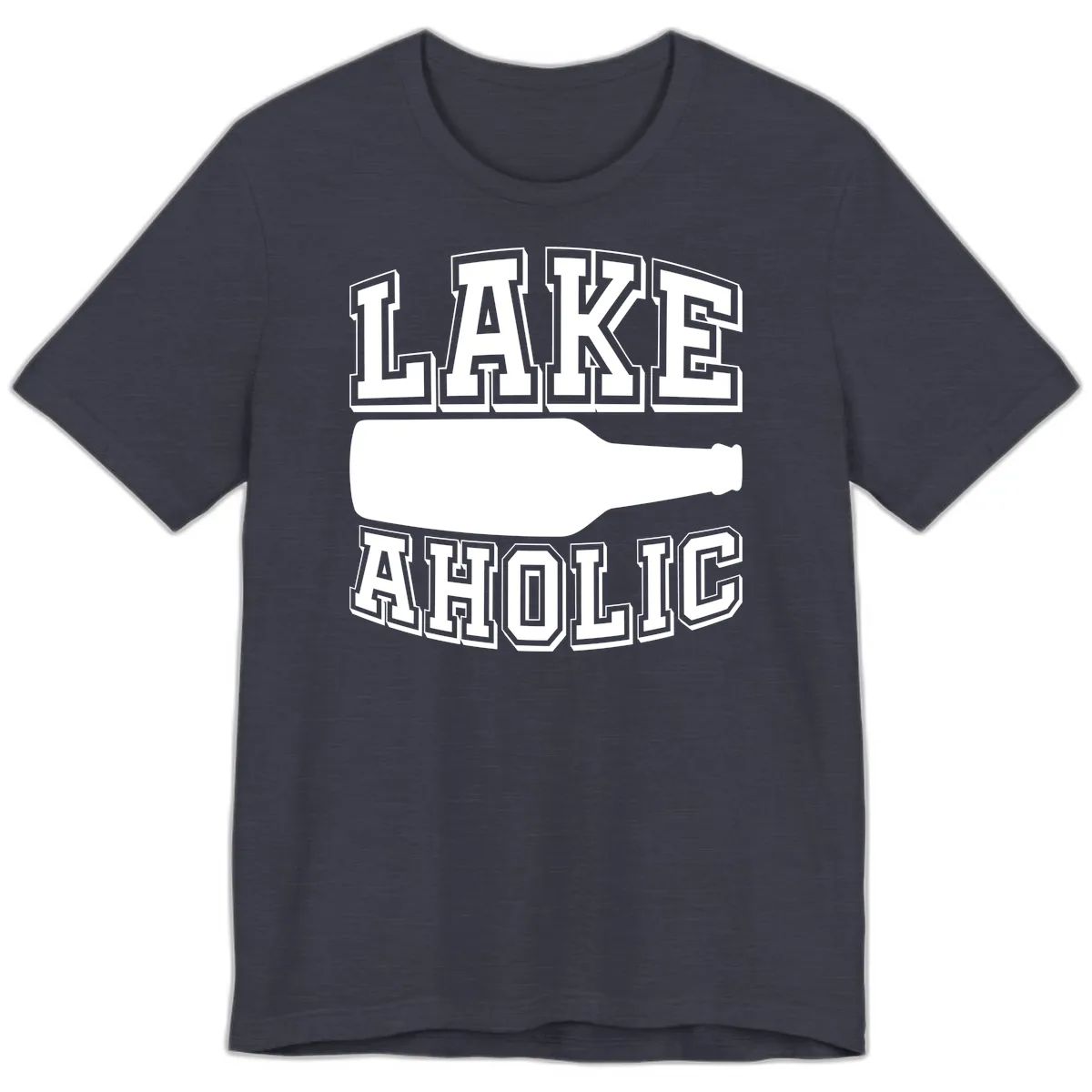Lakeaholic Bottle Design Premium T-Shirt in Heather Midnight Navy