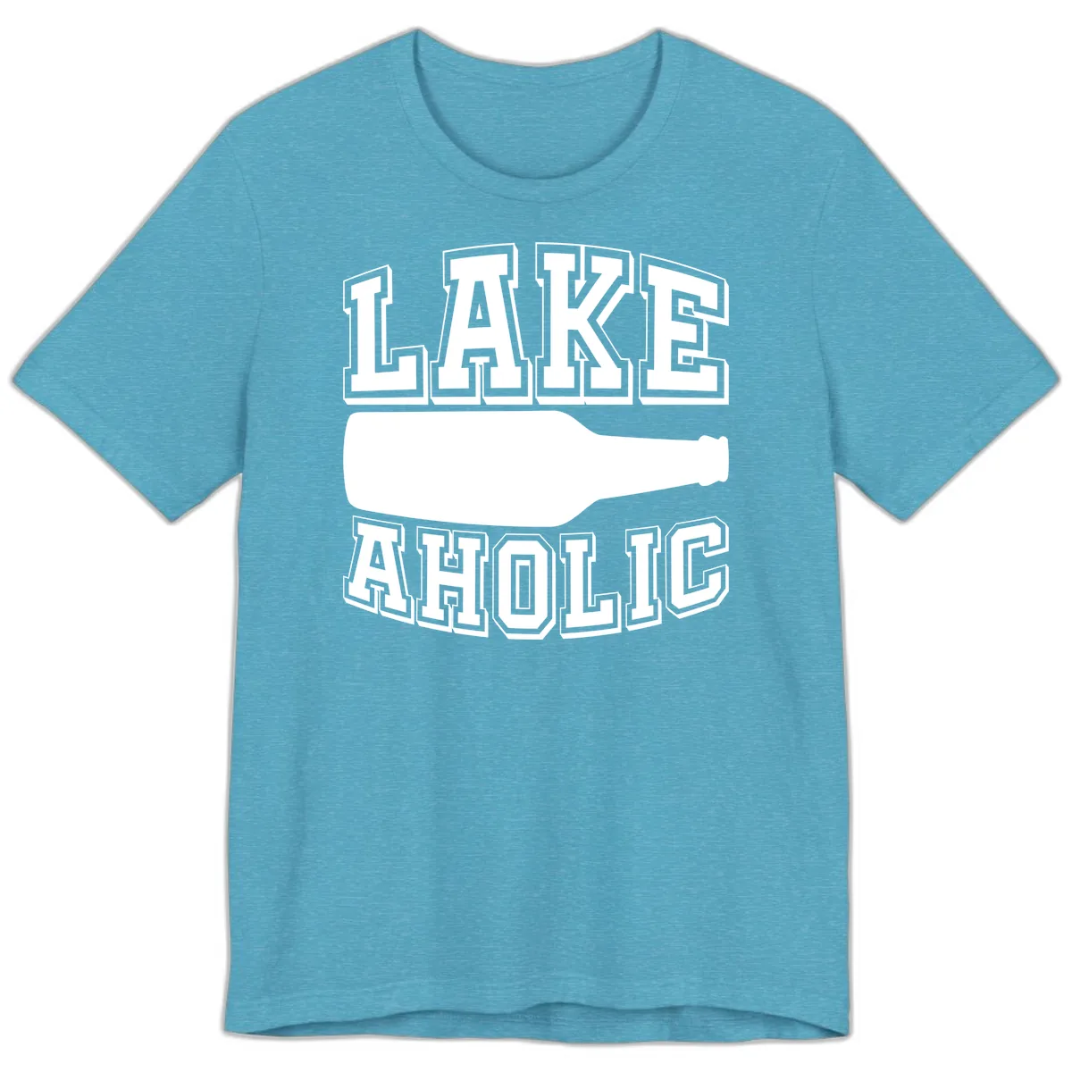 Lakeaholic Bottle Design Premium T-Shirt in Heather Aqua