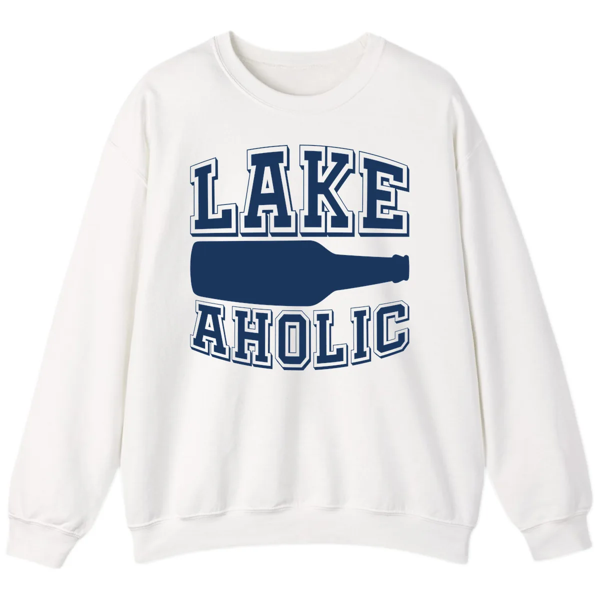 Lakeaholic Bottle Design Sweatshirt in White