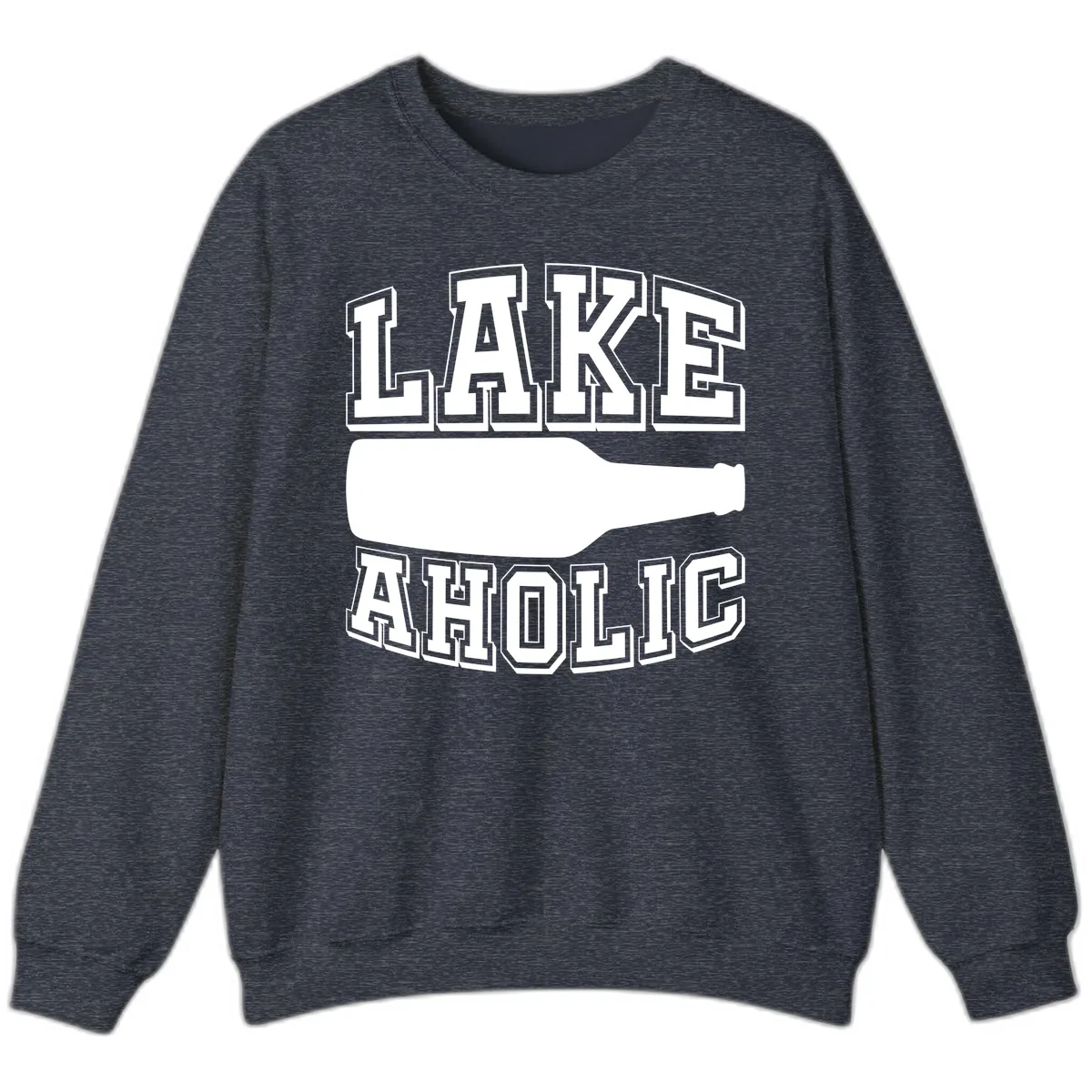 Lakeaholic Bottle Design Sweatshirt in Heather Sport Dark Navy