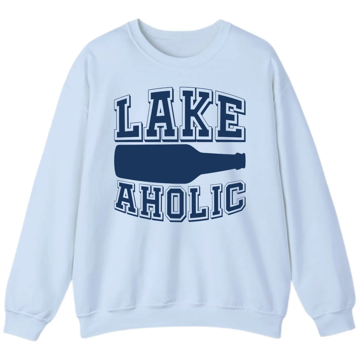 Lakeaholic Bottle Design Sweatshirt in Light Blue