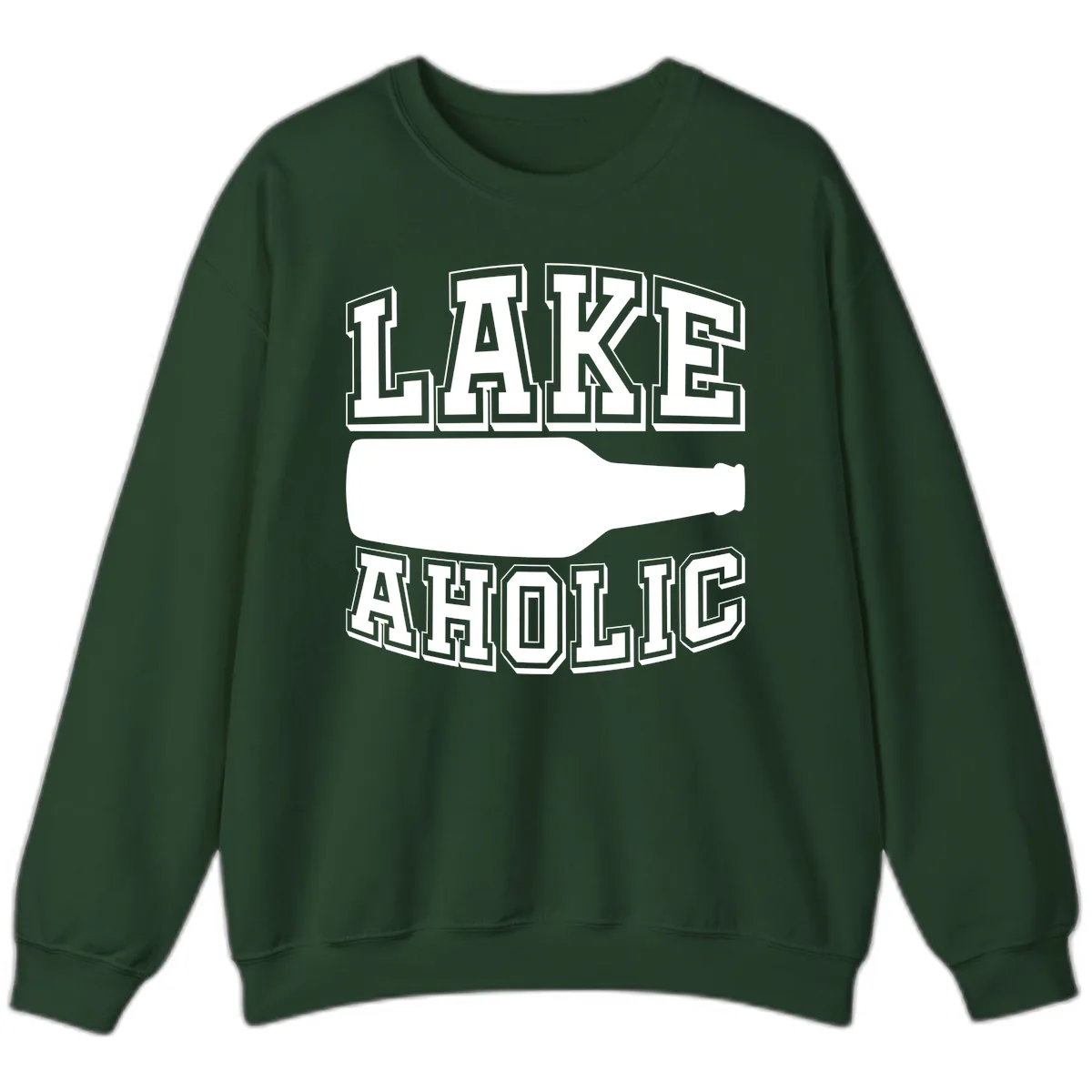 Lakeaholic Bottle Design Sweatshirt in Forest Green
