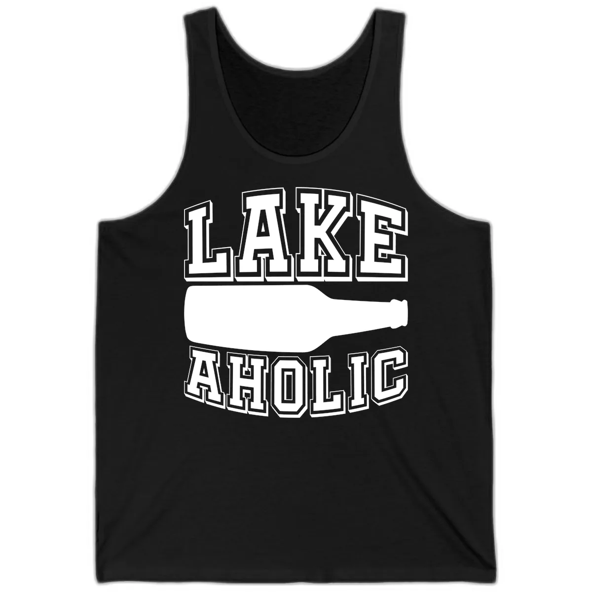 Lakeaholic Bottle Design Tank in Black