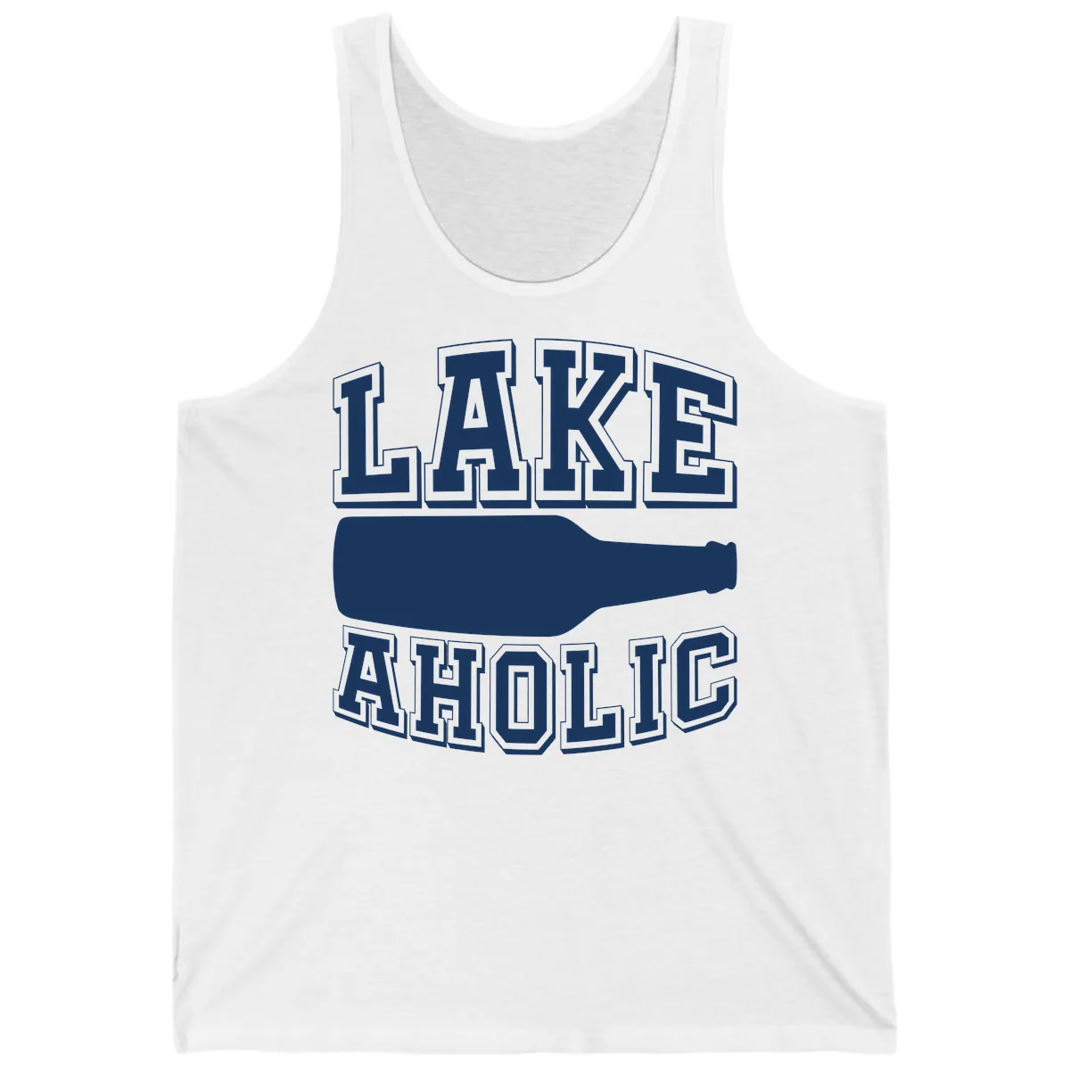 Lakeaholic Bottle Design Tank in White