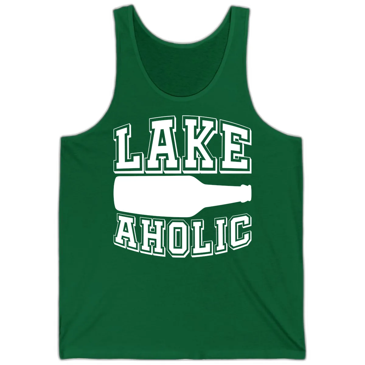 Lakeaholic Bottle Design Tank in Kelly