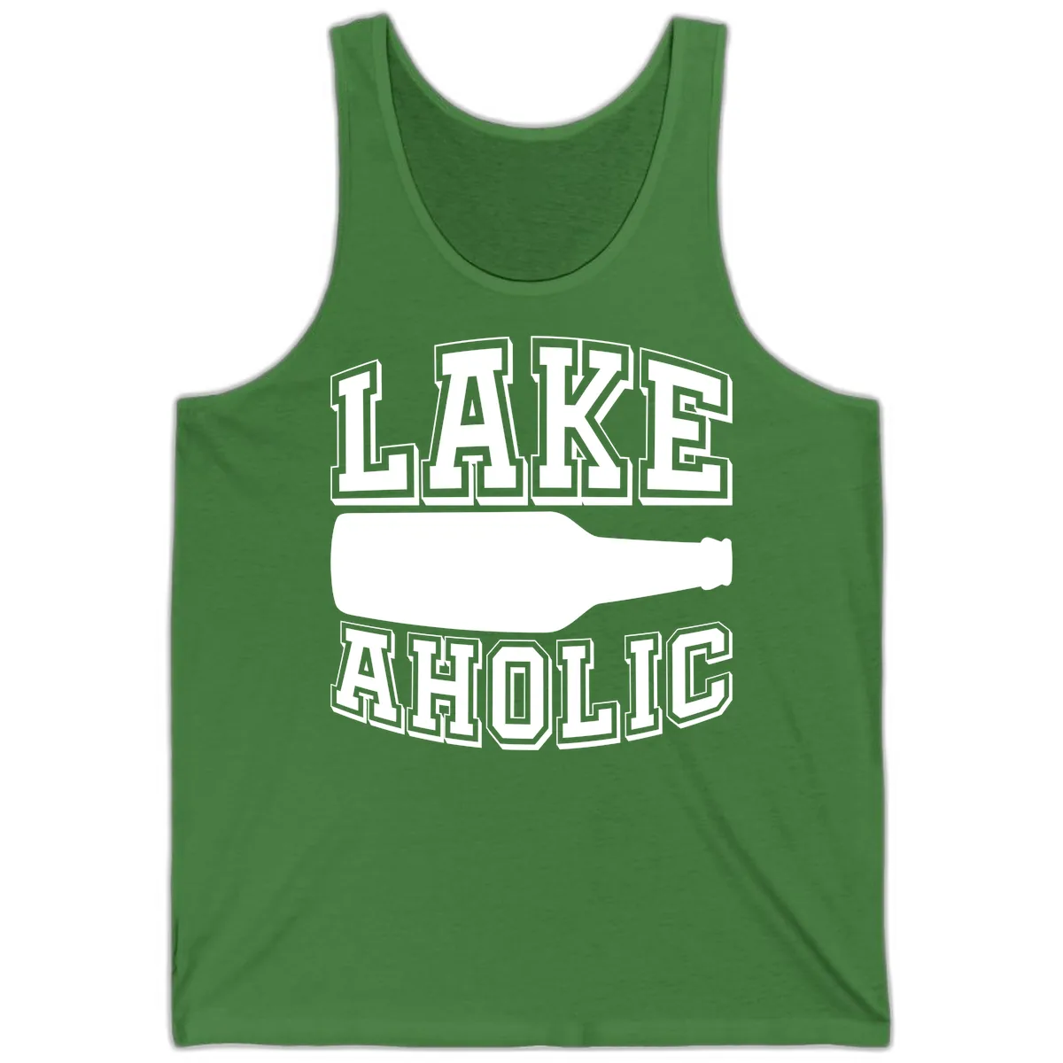 Lakeaholic Bottle Design Tank in Leaf