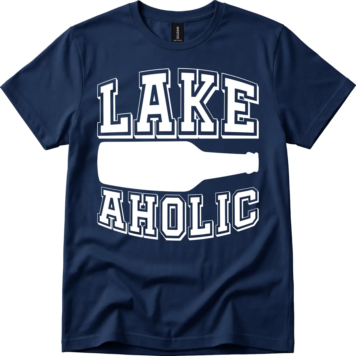 Lakeaholic Bottle Design T-Shirt in Navy