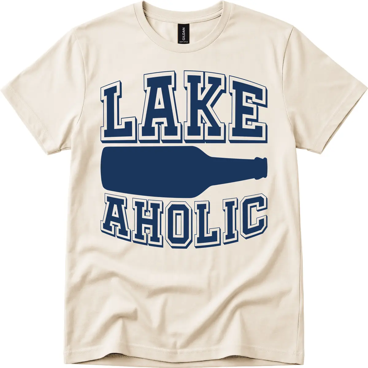 Lakeaholic Bottle Design T-Shirt in Natural